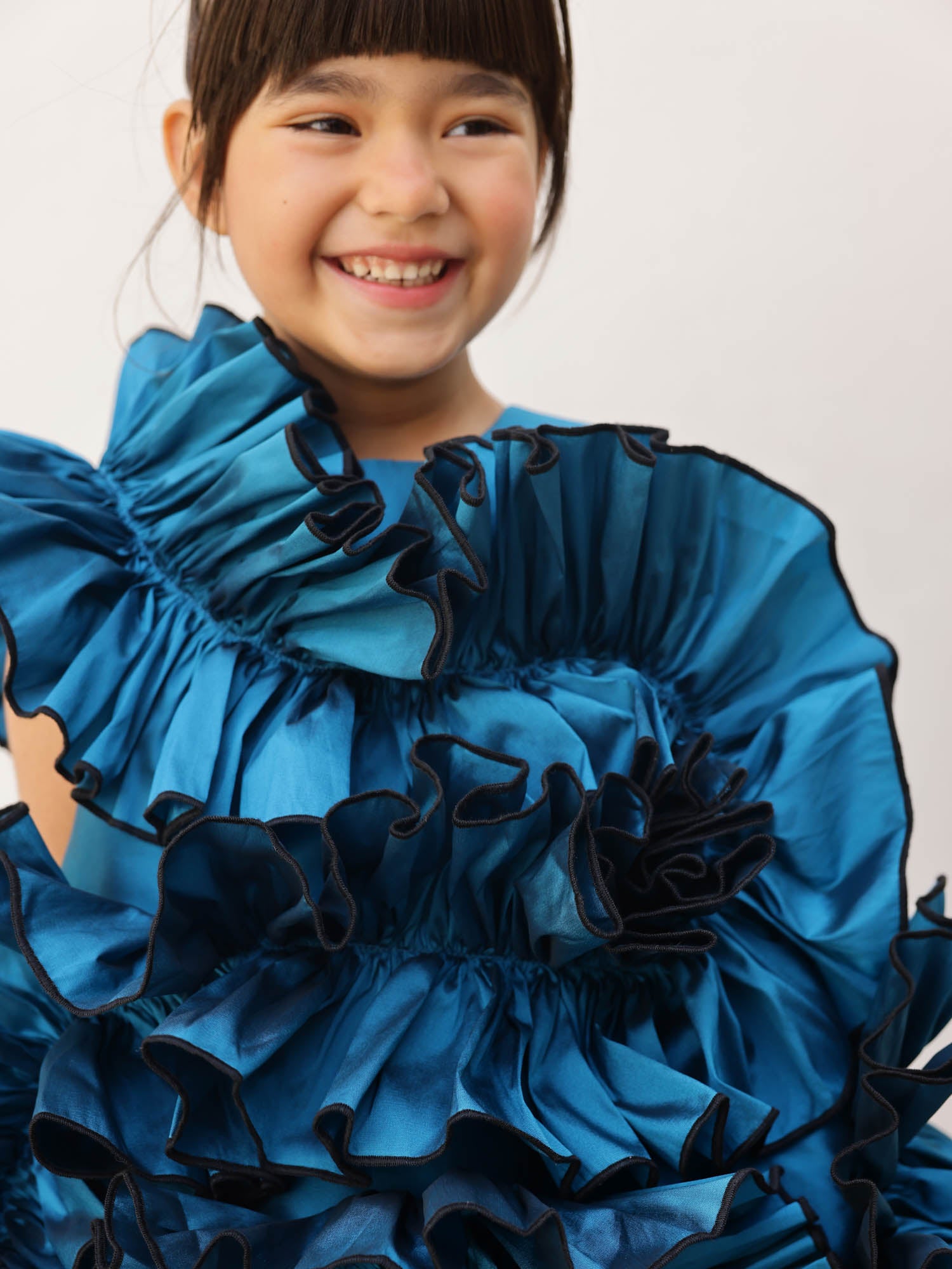 JANYAS CLOSET Teal Blue Ruffle Flower Girl Party Dress