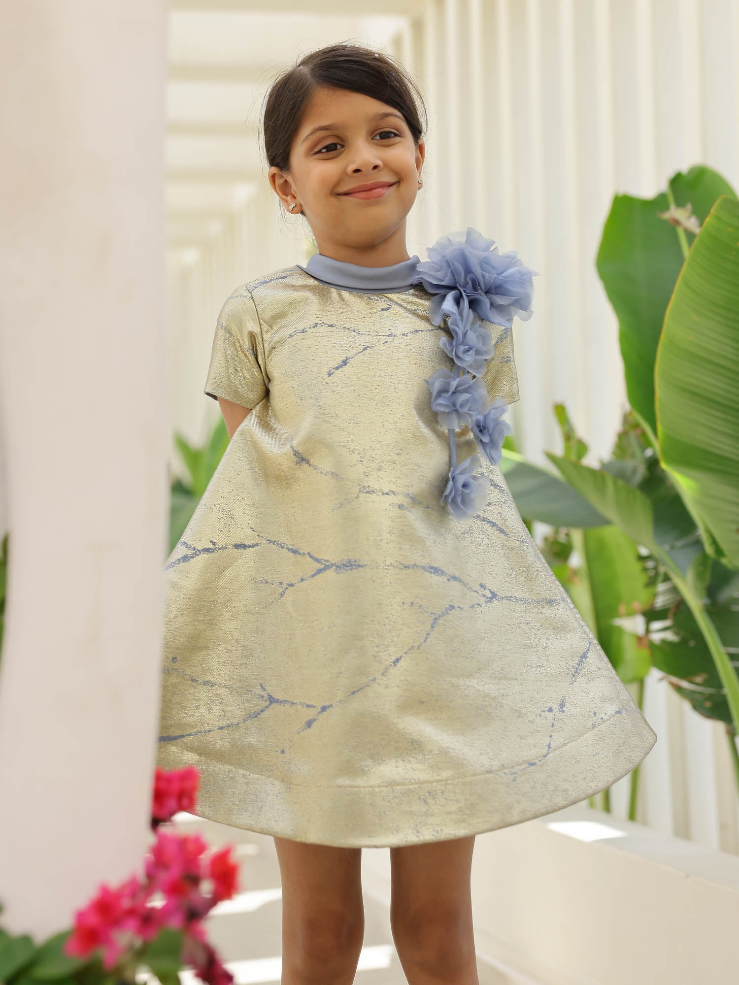 JANYAS CLOSET Metallic Jacquard Bow Dream Dress