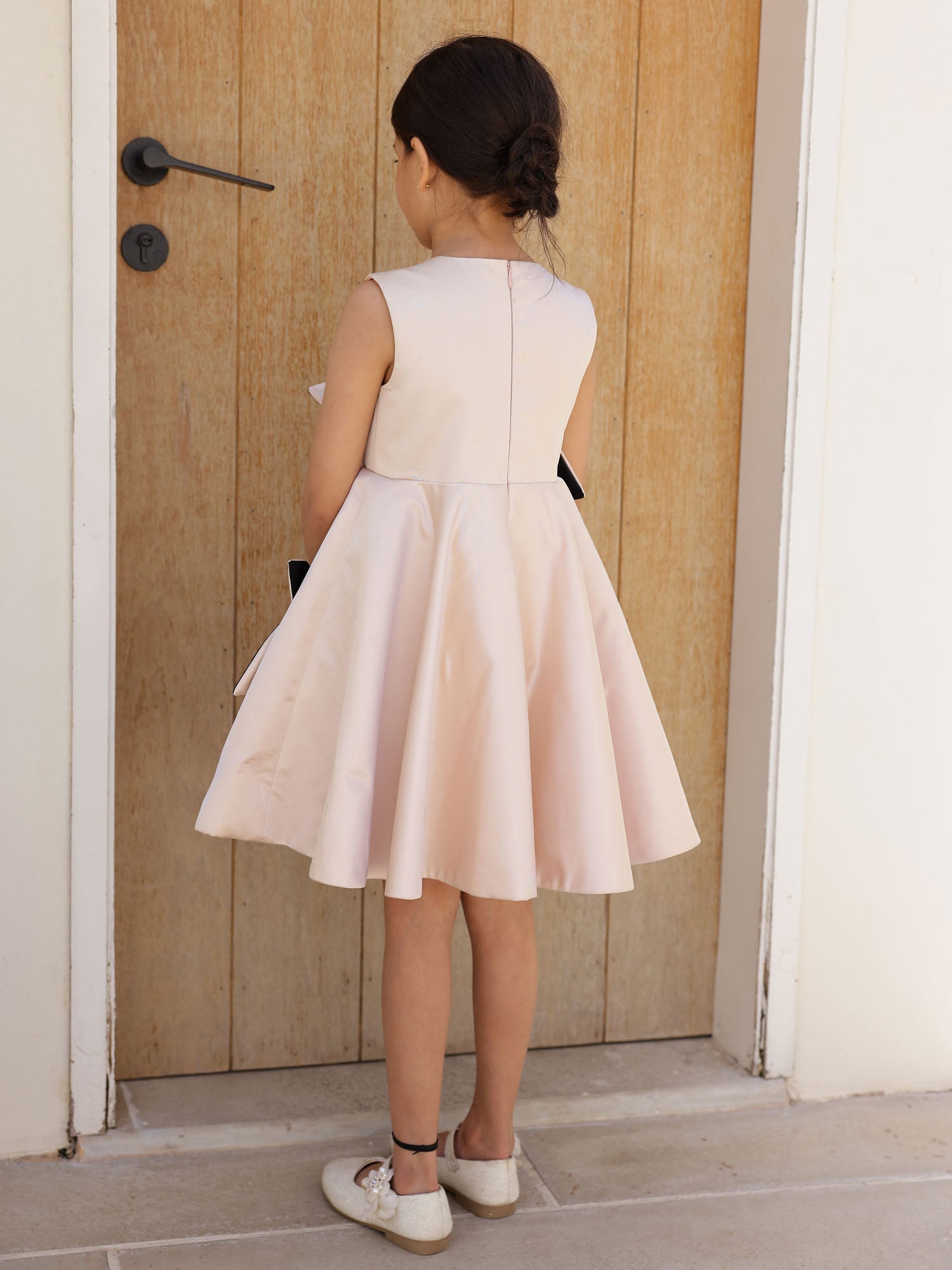 JANYAS CLSOET Champagne Petal Grace Satin Dress