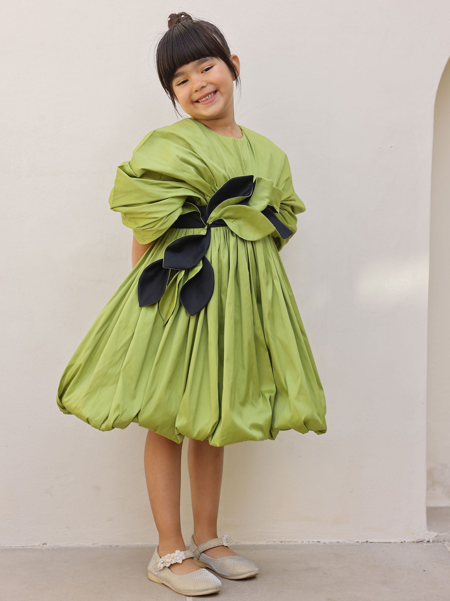 JANYAS CLOSET Green Jessica Drape Flower Girl Party Dress