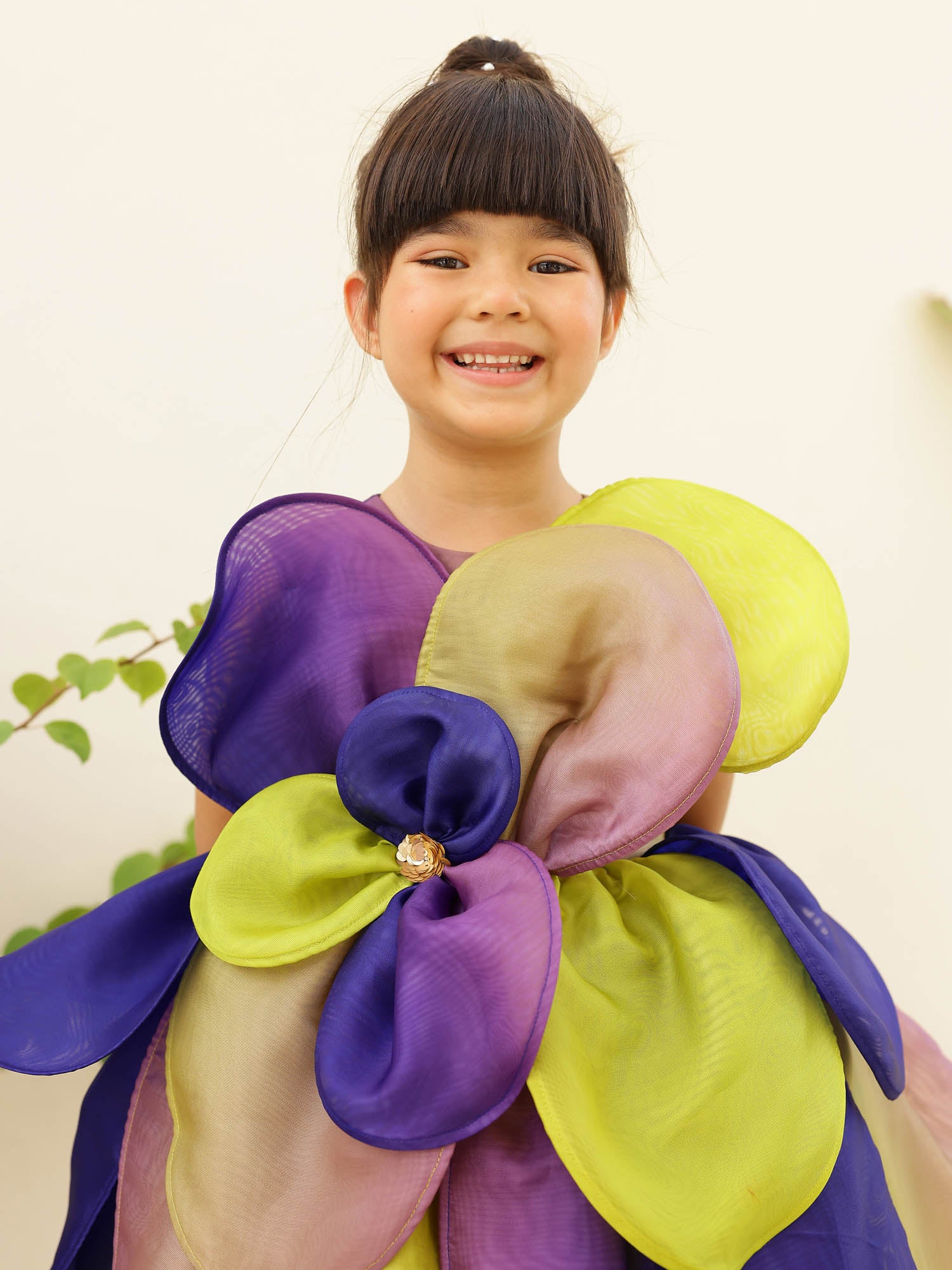 JANYAS CLOSET Multicolor 3D Petal Bloom Organza Dress