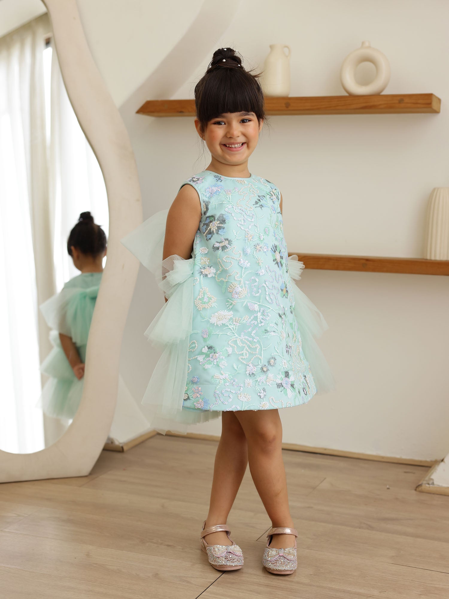 JANYAS CLOSET Ocean Glow Aqua Green Party Dress