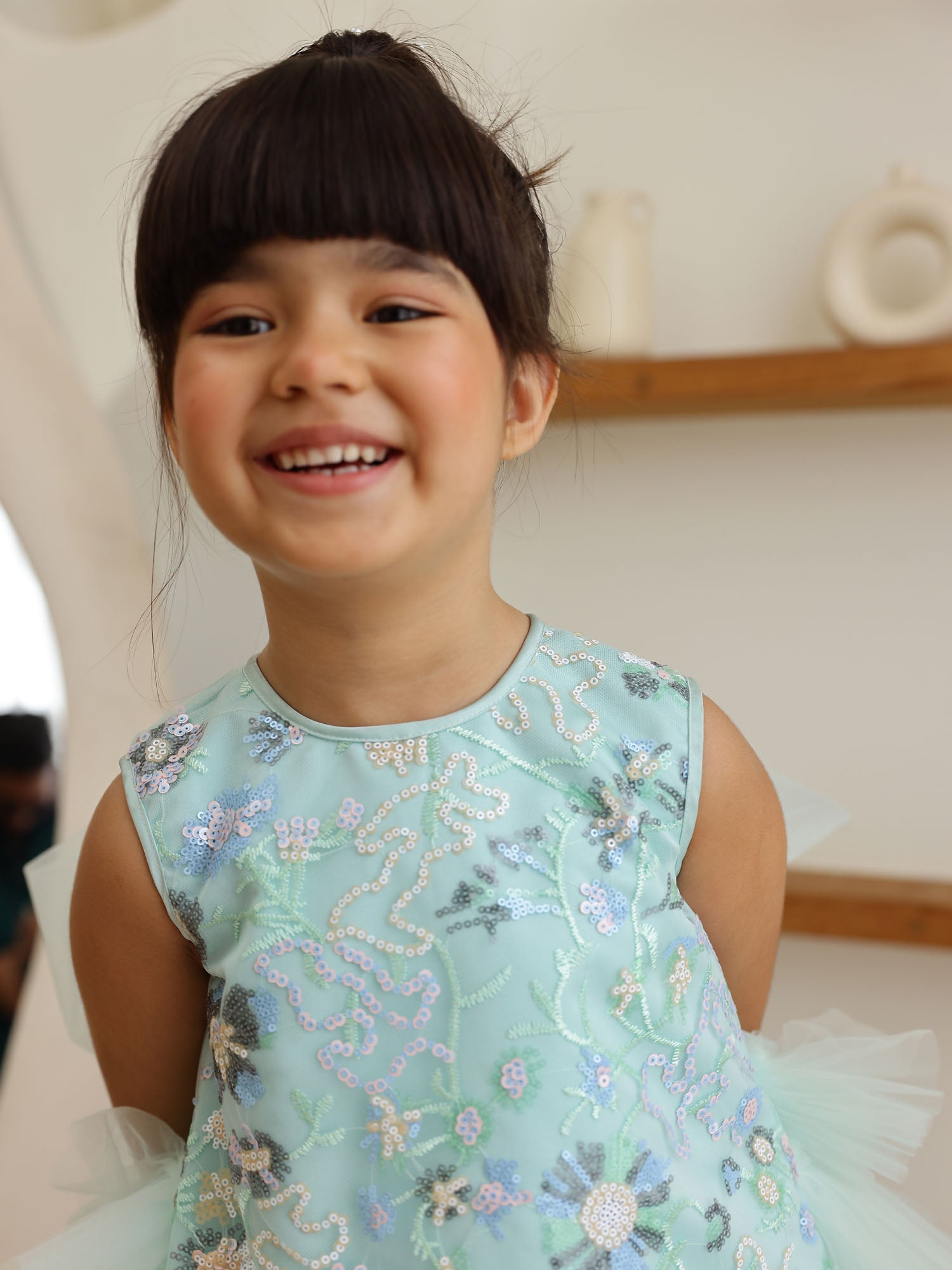 JANYAS CLOSET Ocean Glow Aqua Green Party Dress
