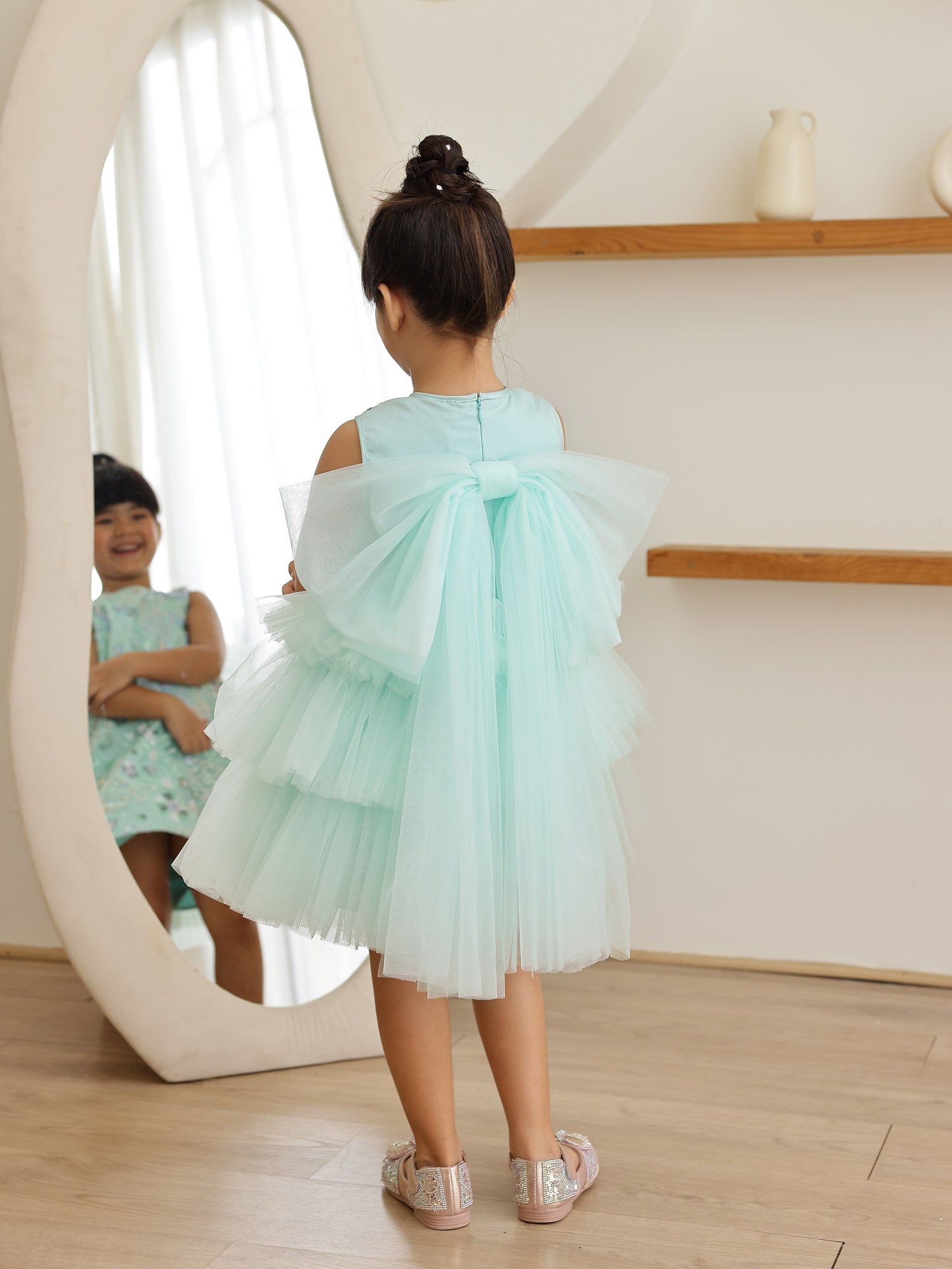 JANYAS CLOSET Ocean Glow Aqua Green Party Dress