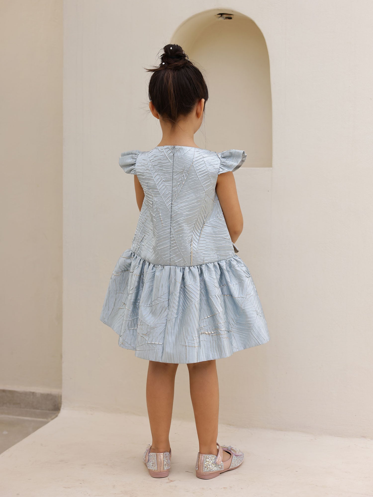 JANYAS CLOSET Luna Bloom Metallic Party Dress