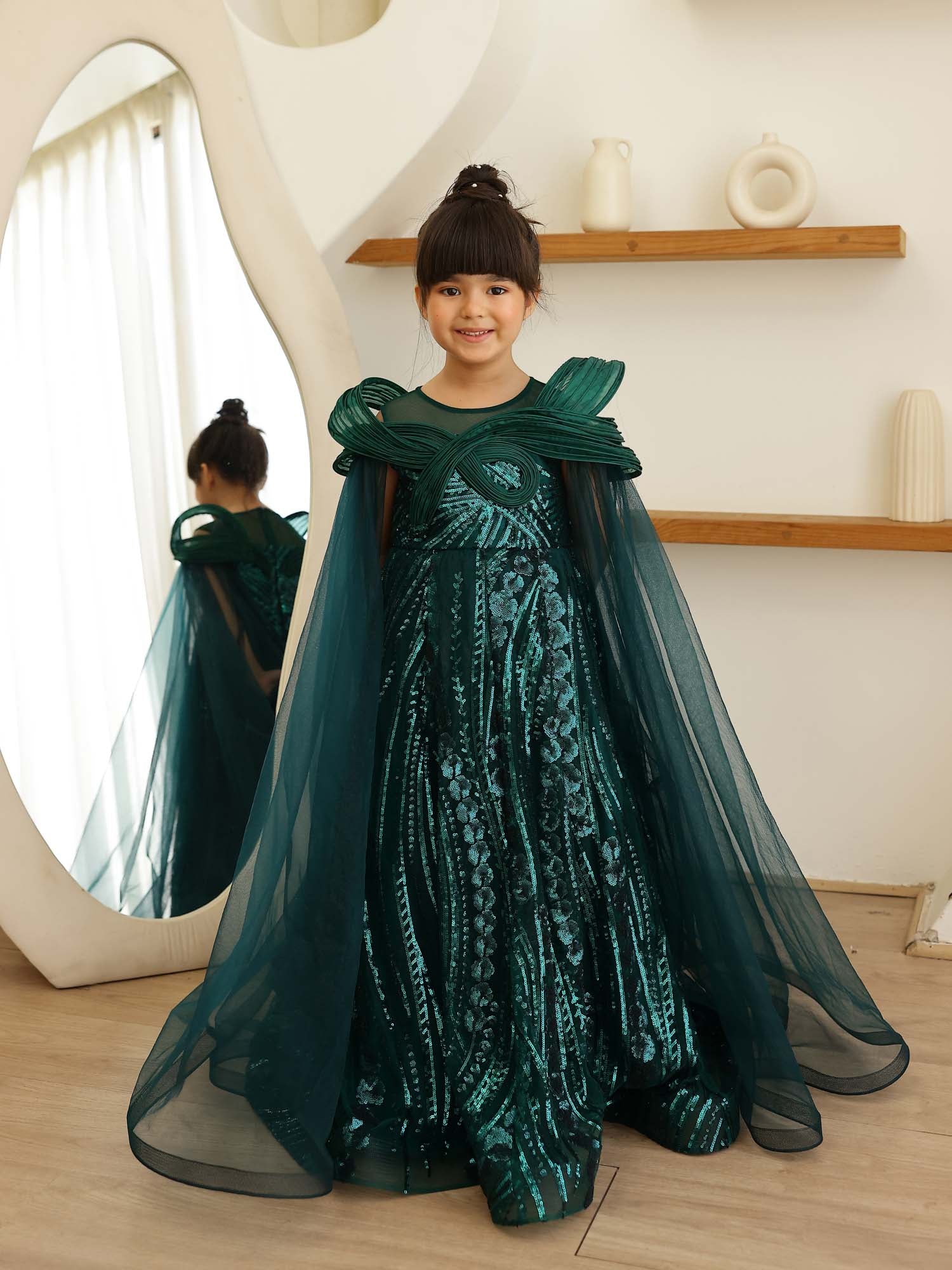 JANYAS CLOSET Mystic Green Sequin Embroidered Gown JANYAS CLOSET Mystic Green Sequin Embroidered Gown