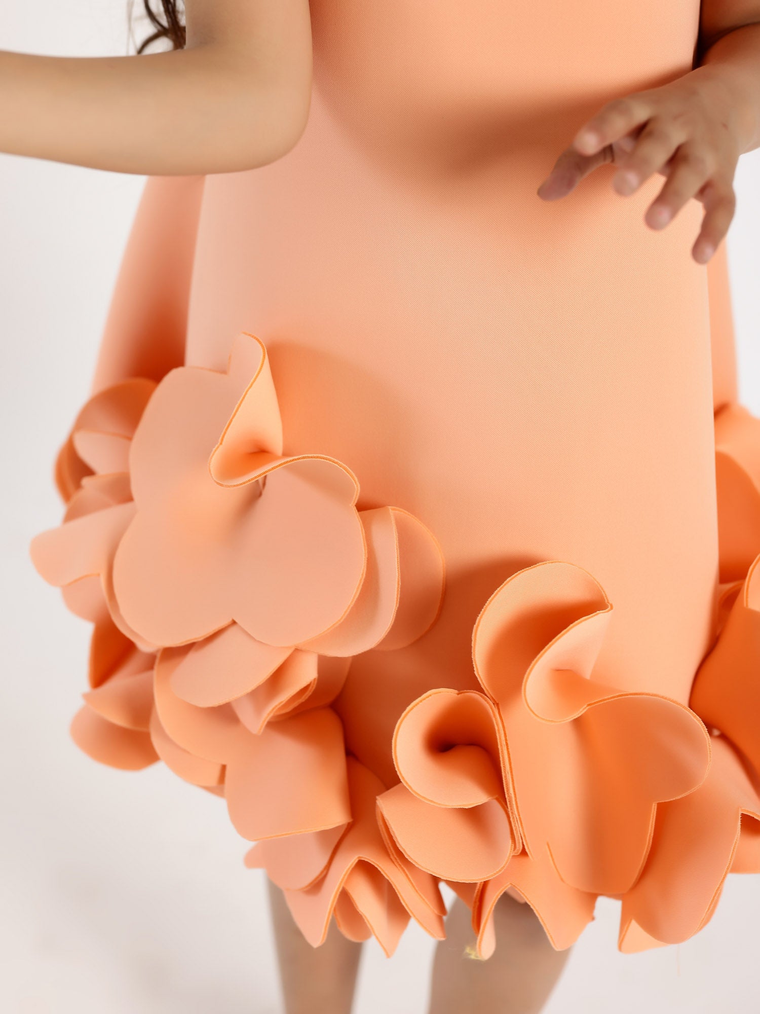 Janyas Closet: Peach Neoprene Fiona Floral A-Line Dress