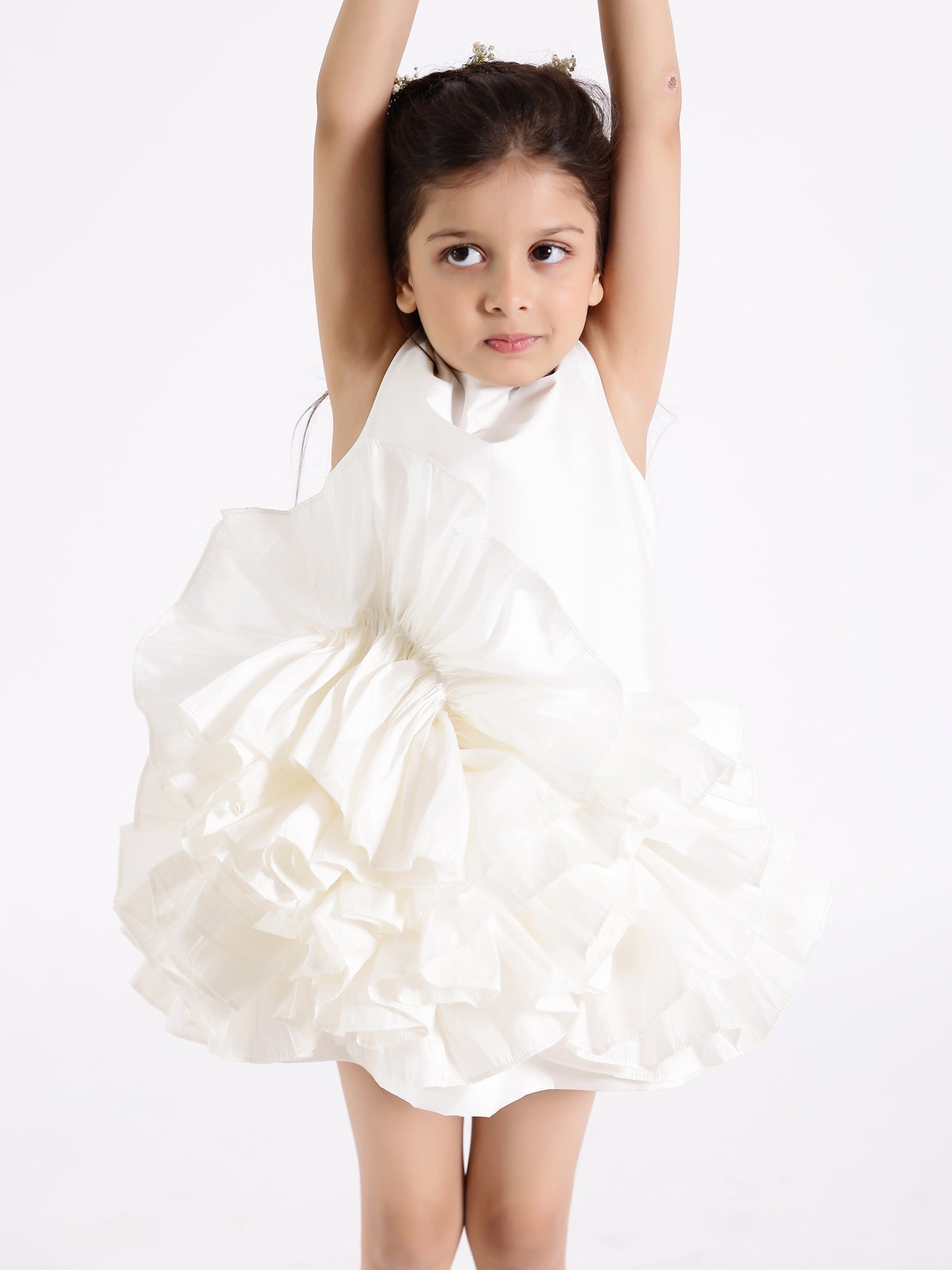 JANYAS CLOSET White Ruffled Tafetta Dream Dress