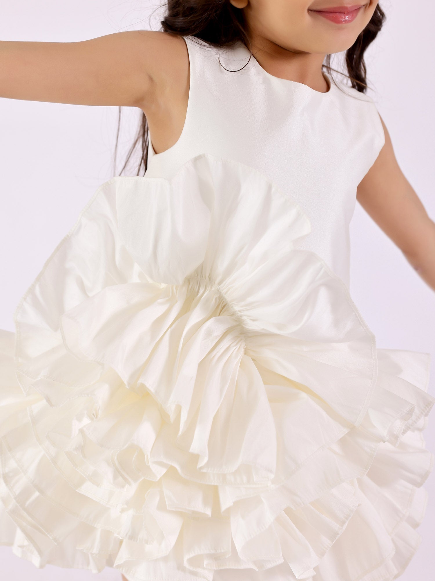 JANYAS CLOSET White Ruffled Tafetta Dream Dress