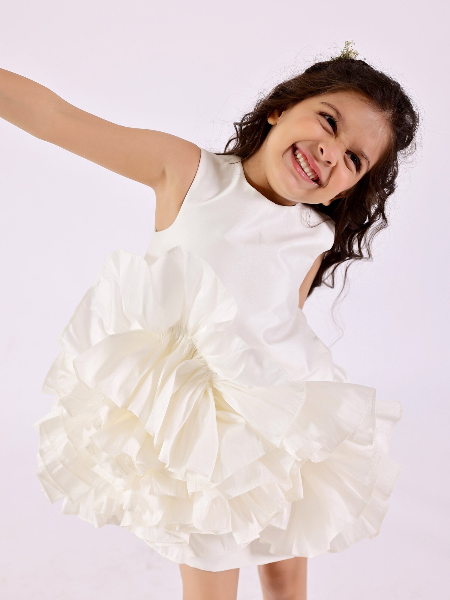 JANYAS CLOSET White Ruffled Tafetta Dream Dress