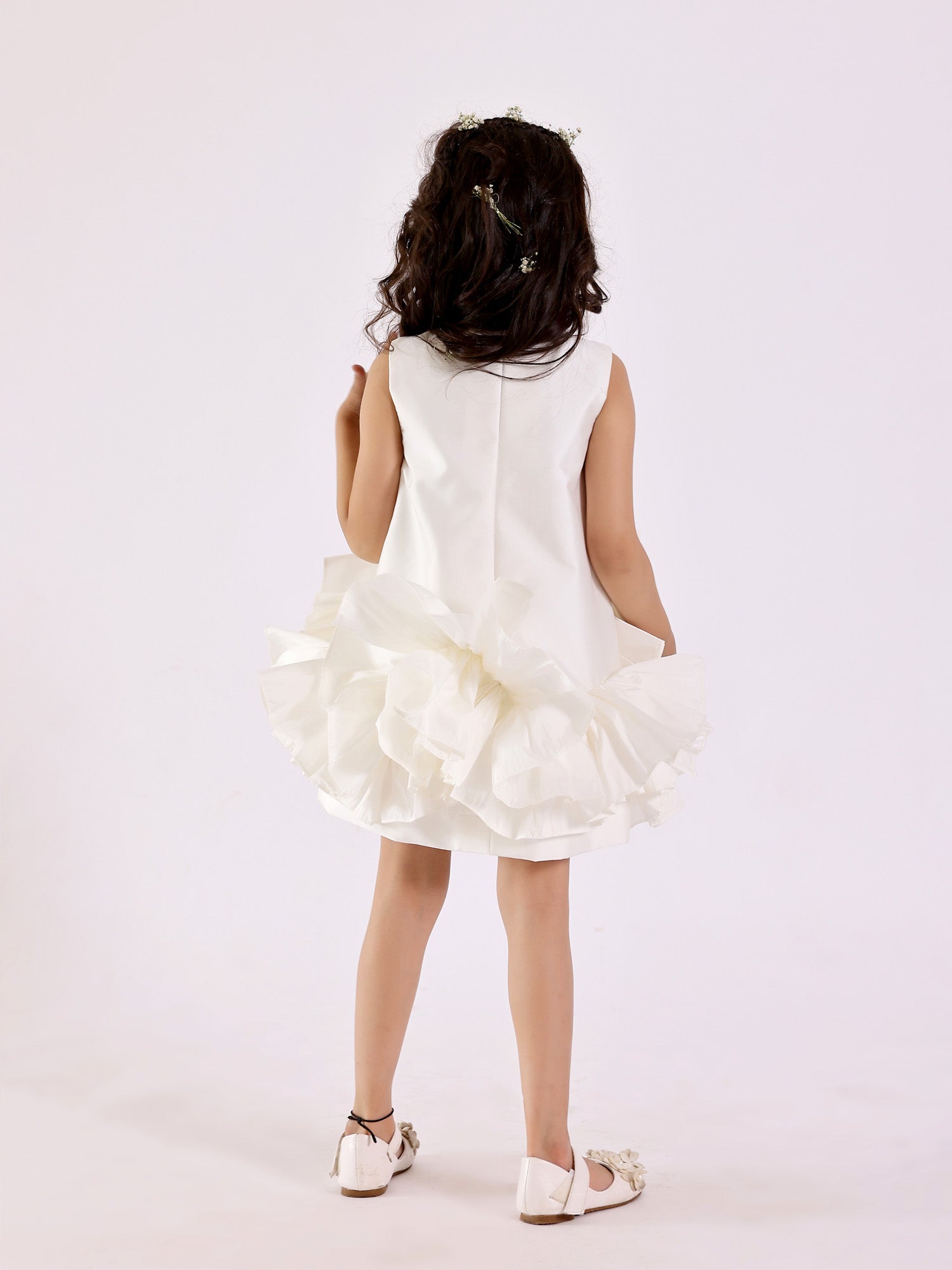 JANYAS CLOSET White Ruffled Tafetta Dream Dress