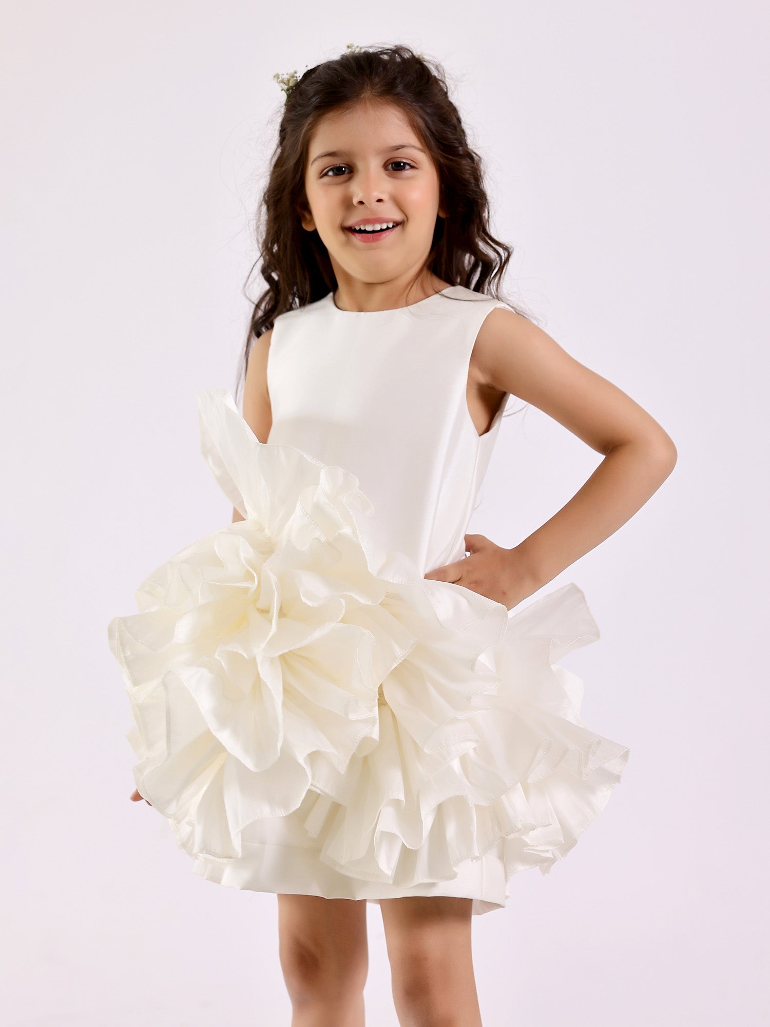 JANYAS CLOSET White Ruffled Tafetta Dream Dress