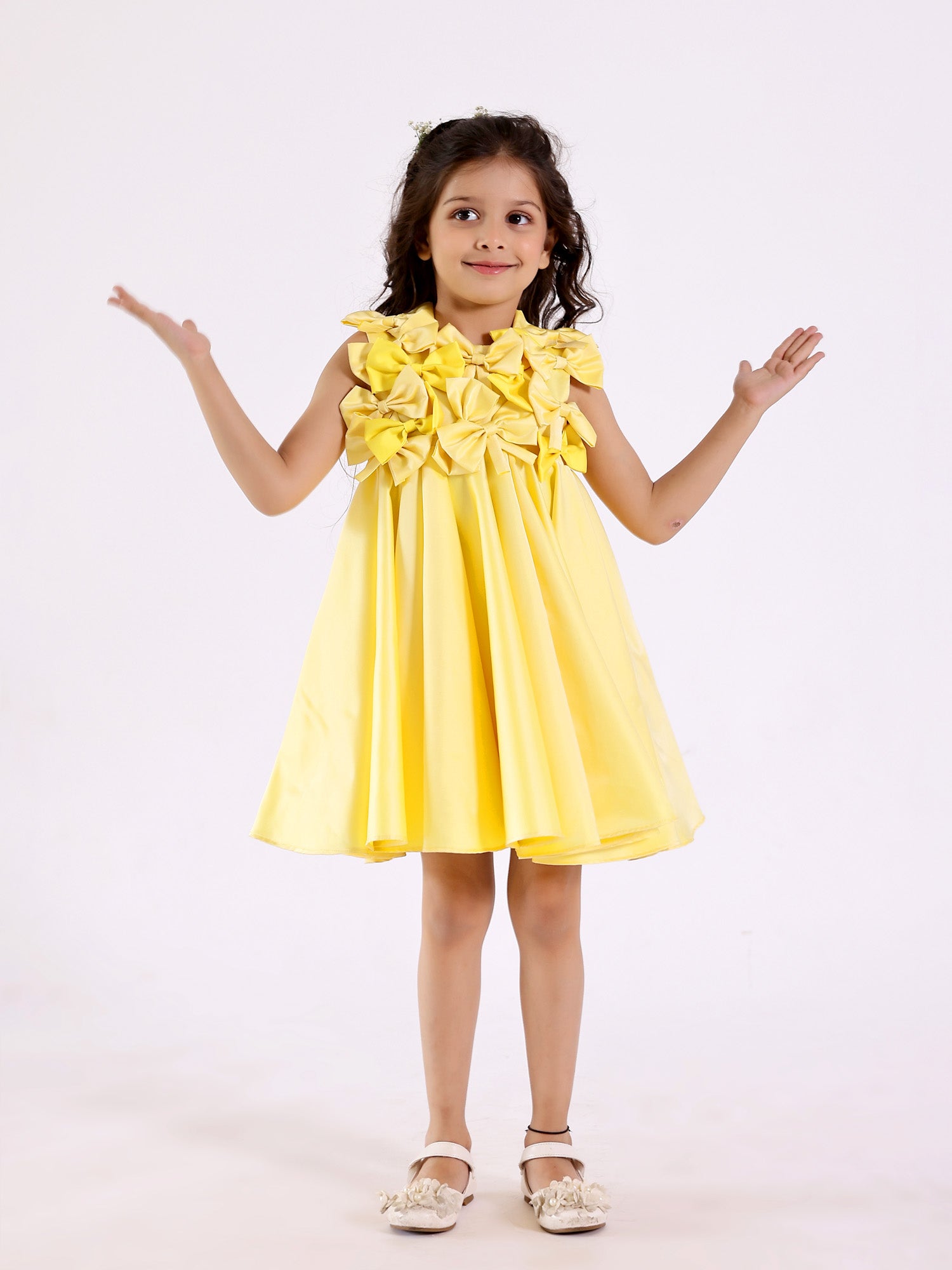 Sample Janya's Closet: Twirly Yellow Bows Dress