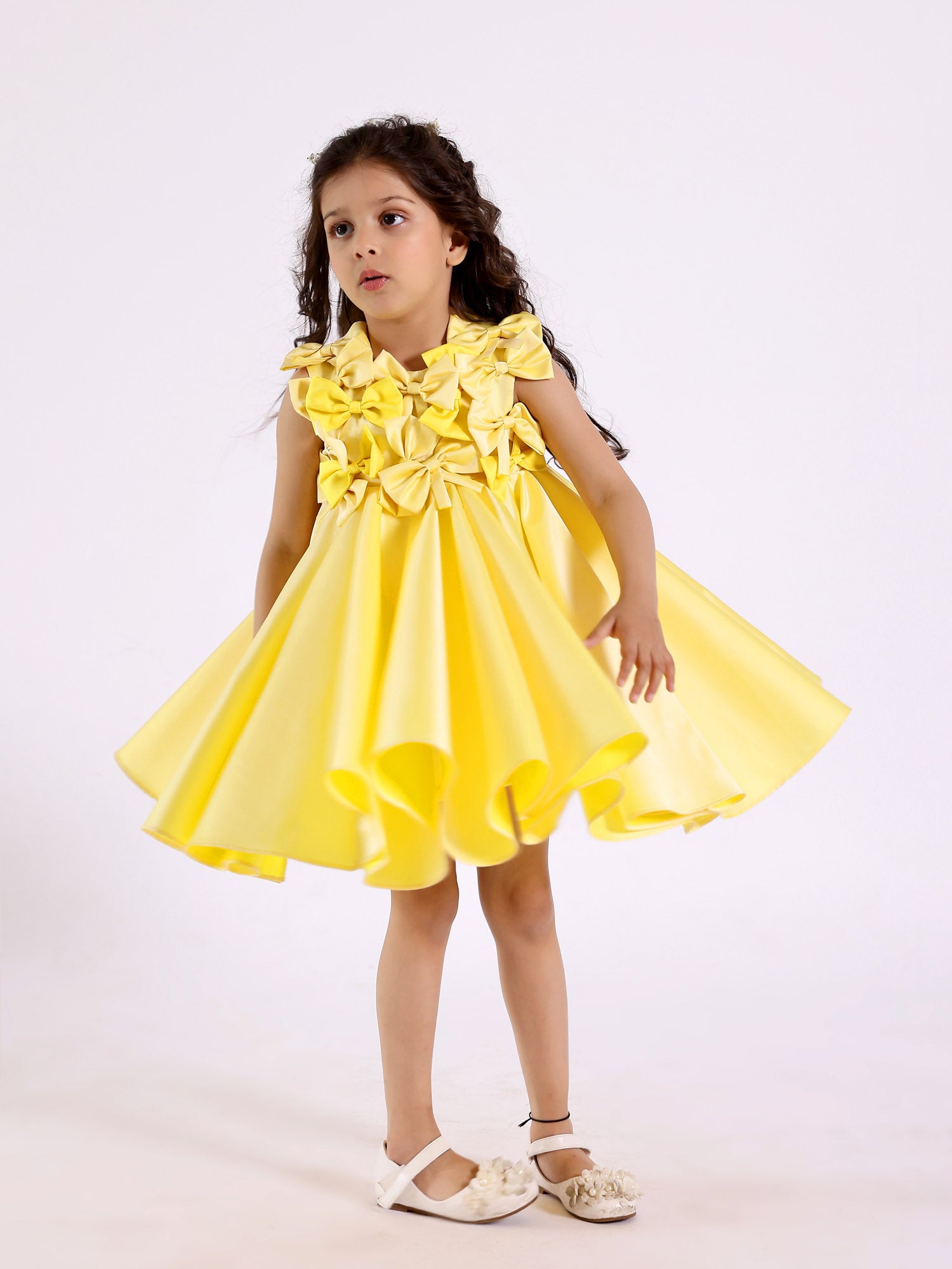 Sample Janya's Closet: Twirly Yellow Bows Dress