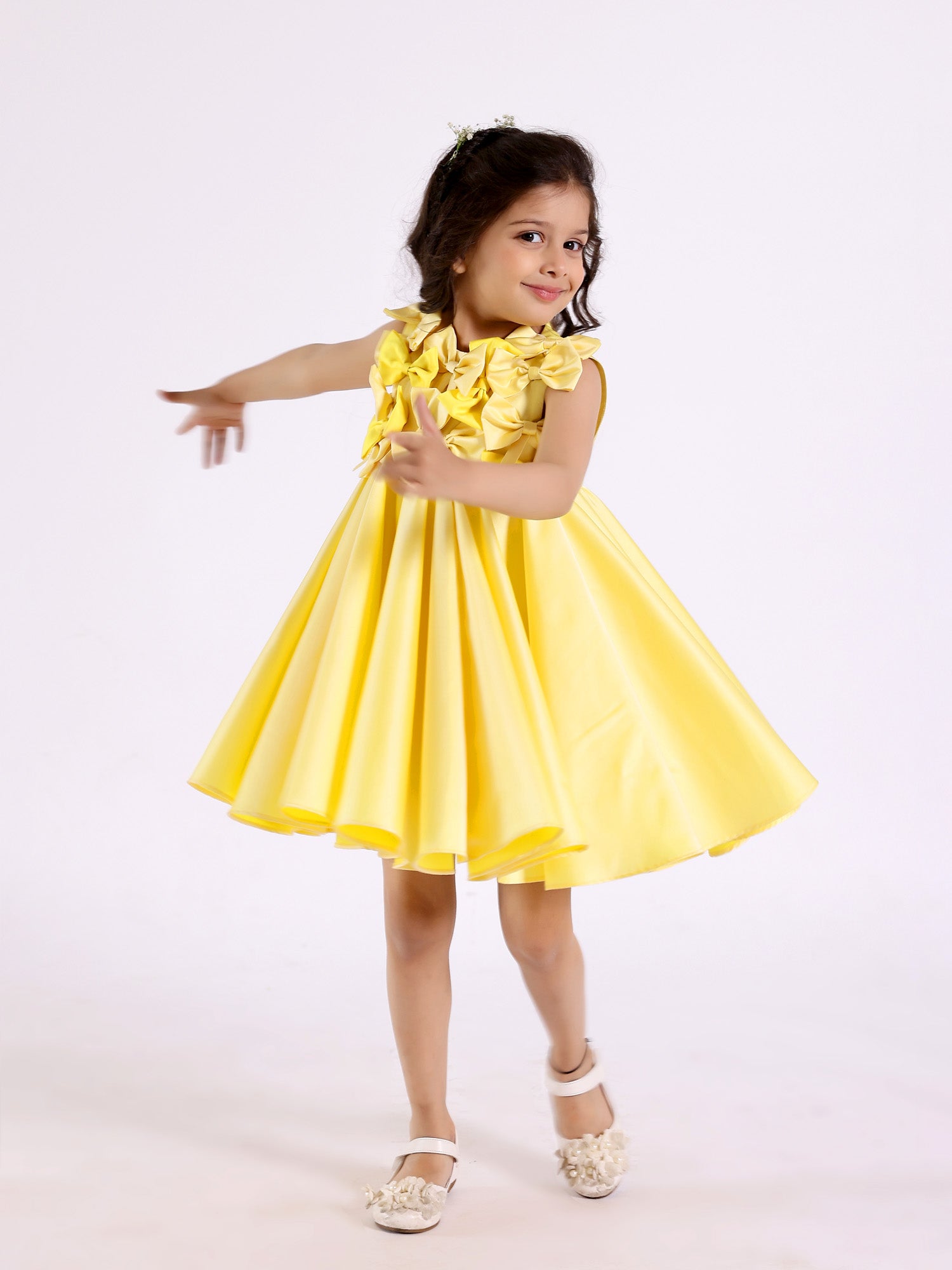 Sample Janya's Closet: Twirly Yellow Bows Dress