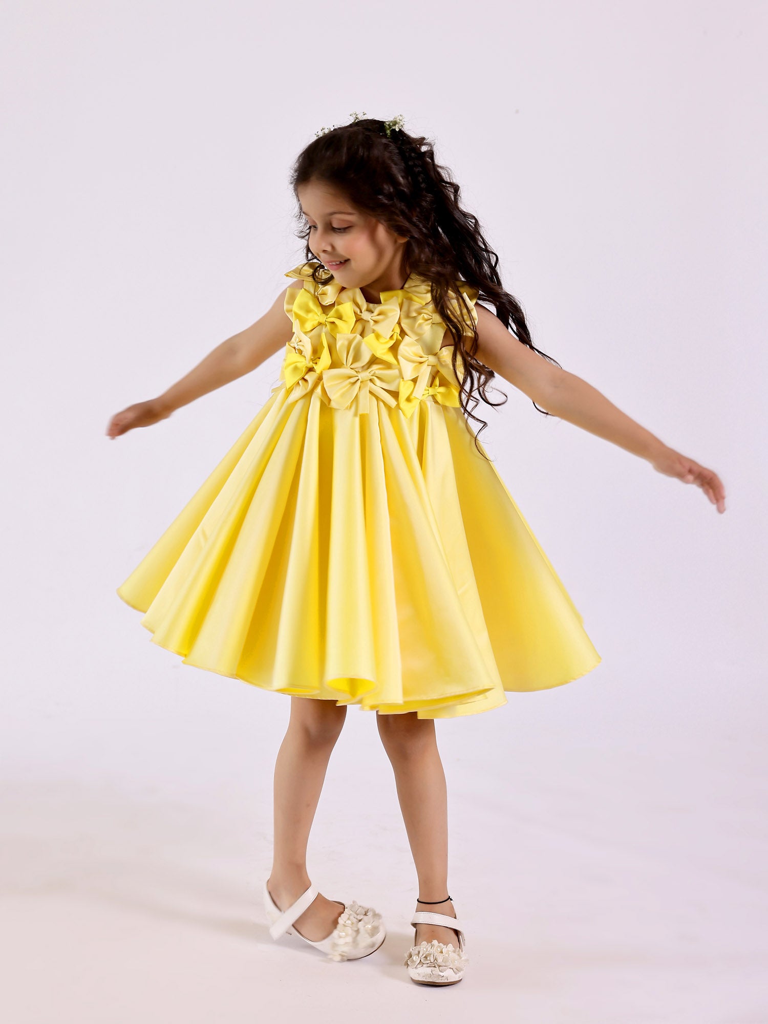 Sample Janya's Closet: Twirly Yellow Bows Dress