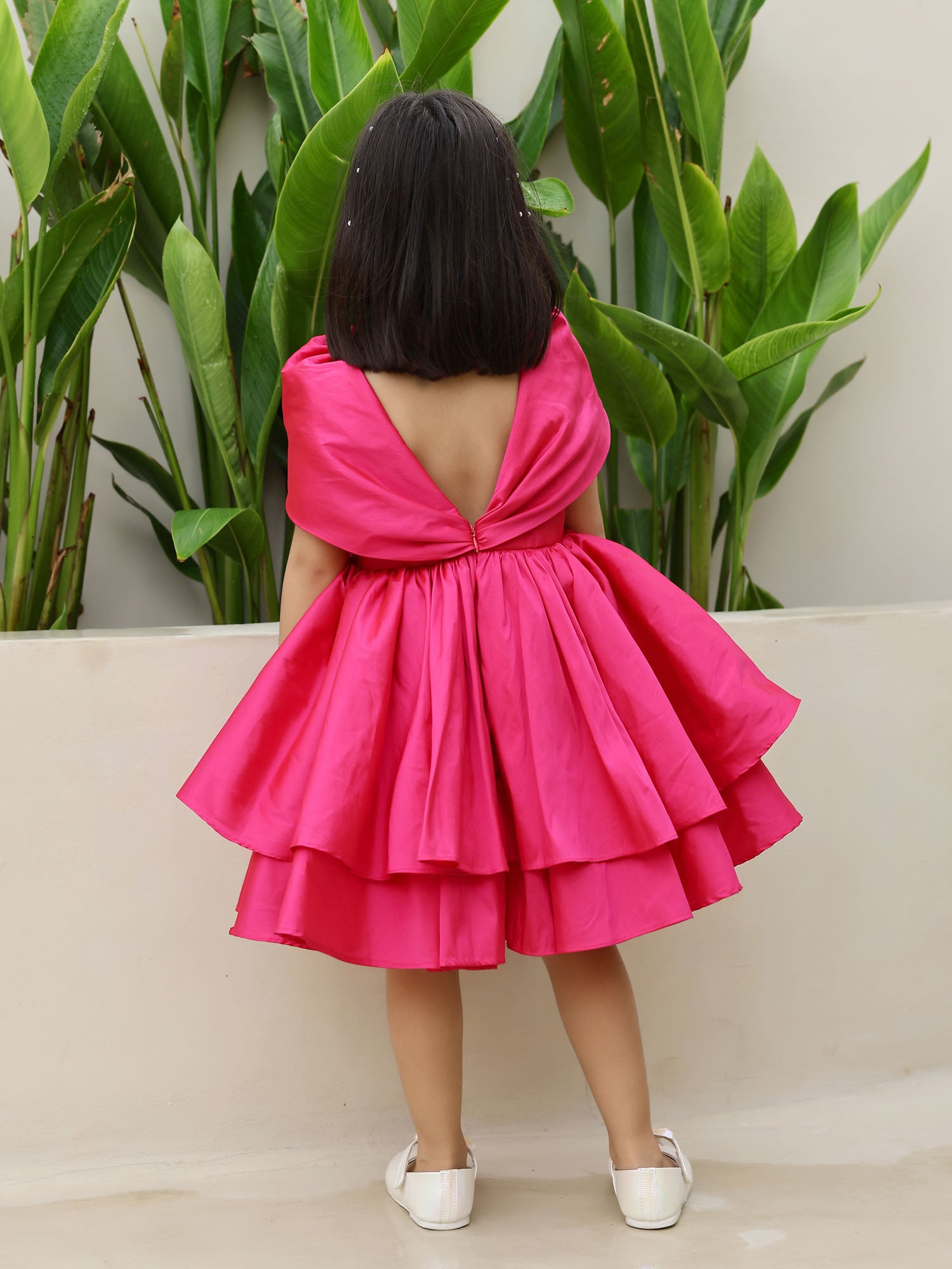 JANYAS CLOSET Princess Fuchsia Shawl Collar Dress