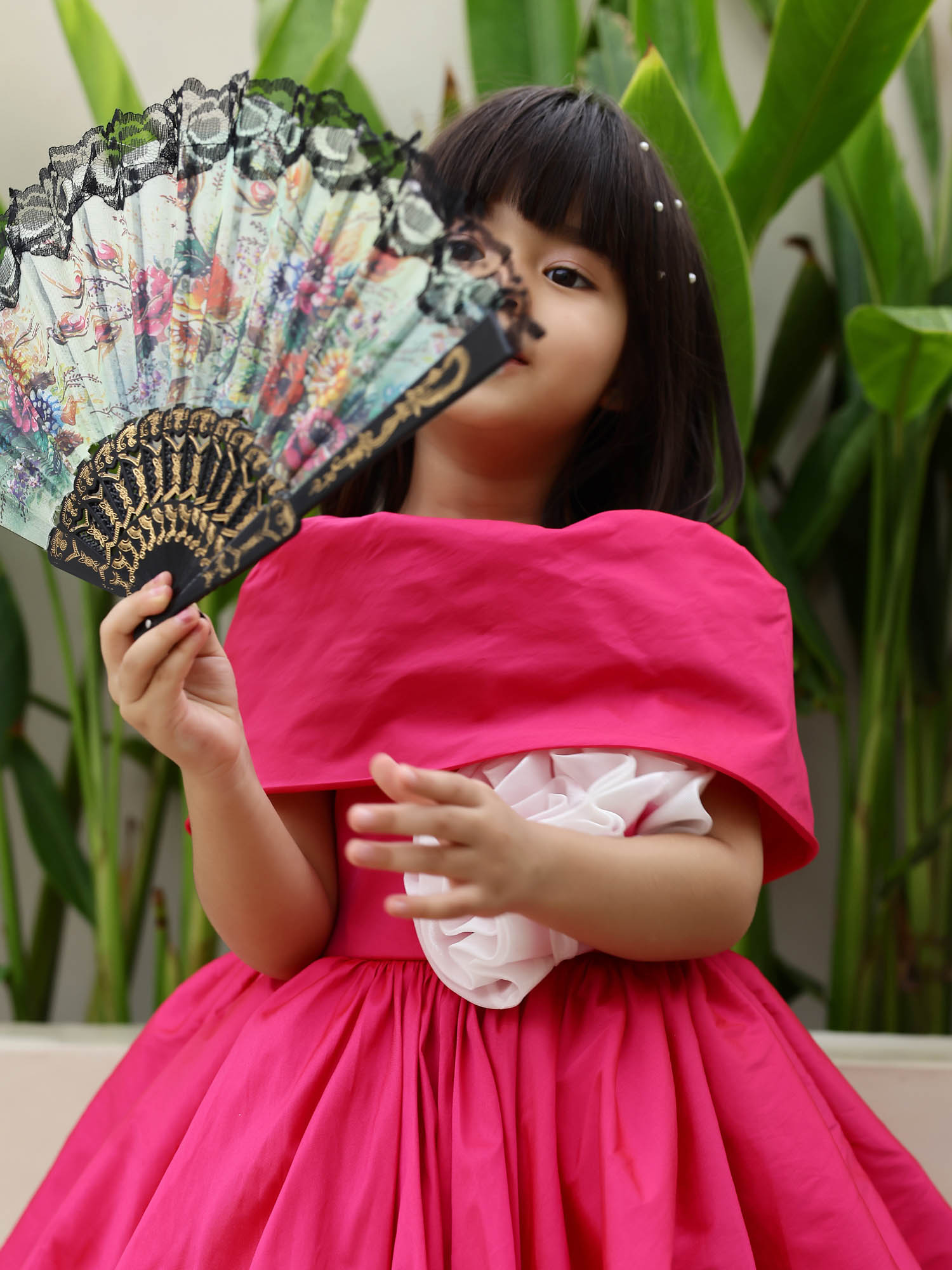 JANYAS CLOSET Princess Fuchsia Shawl Collar Dress