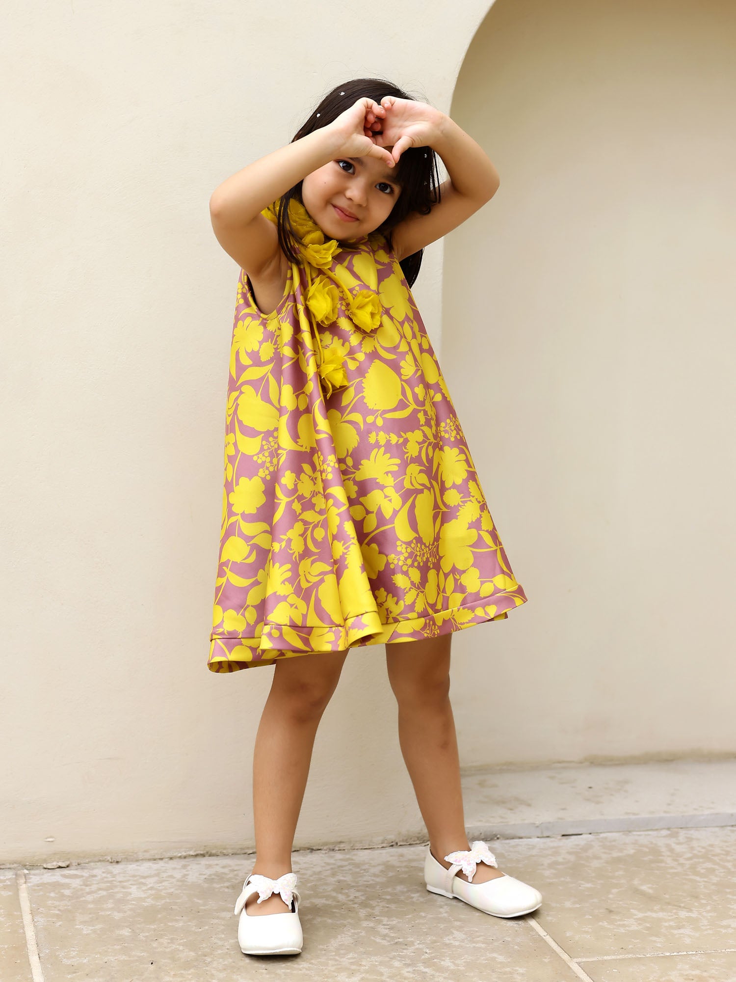 JANYAS CLOSET Yellow Printed Floral  Lulu Sunni Dress