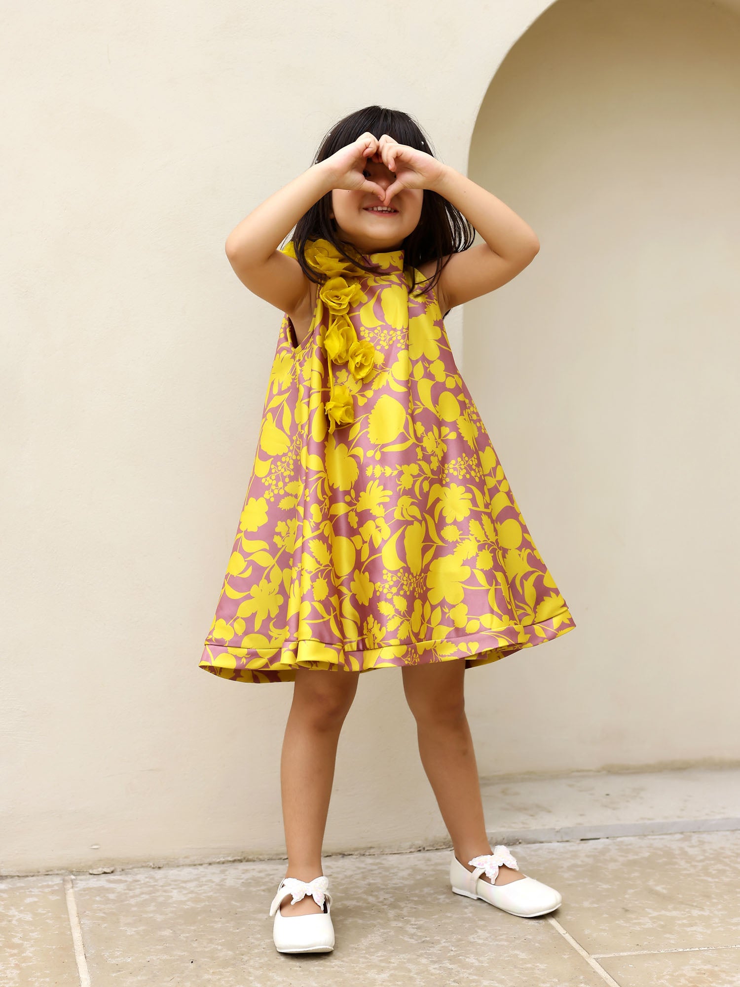 JANYAS CLOSET Yellow Printed Floral  Lulu Sunni Dress