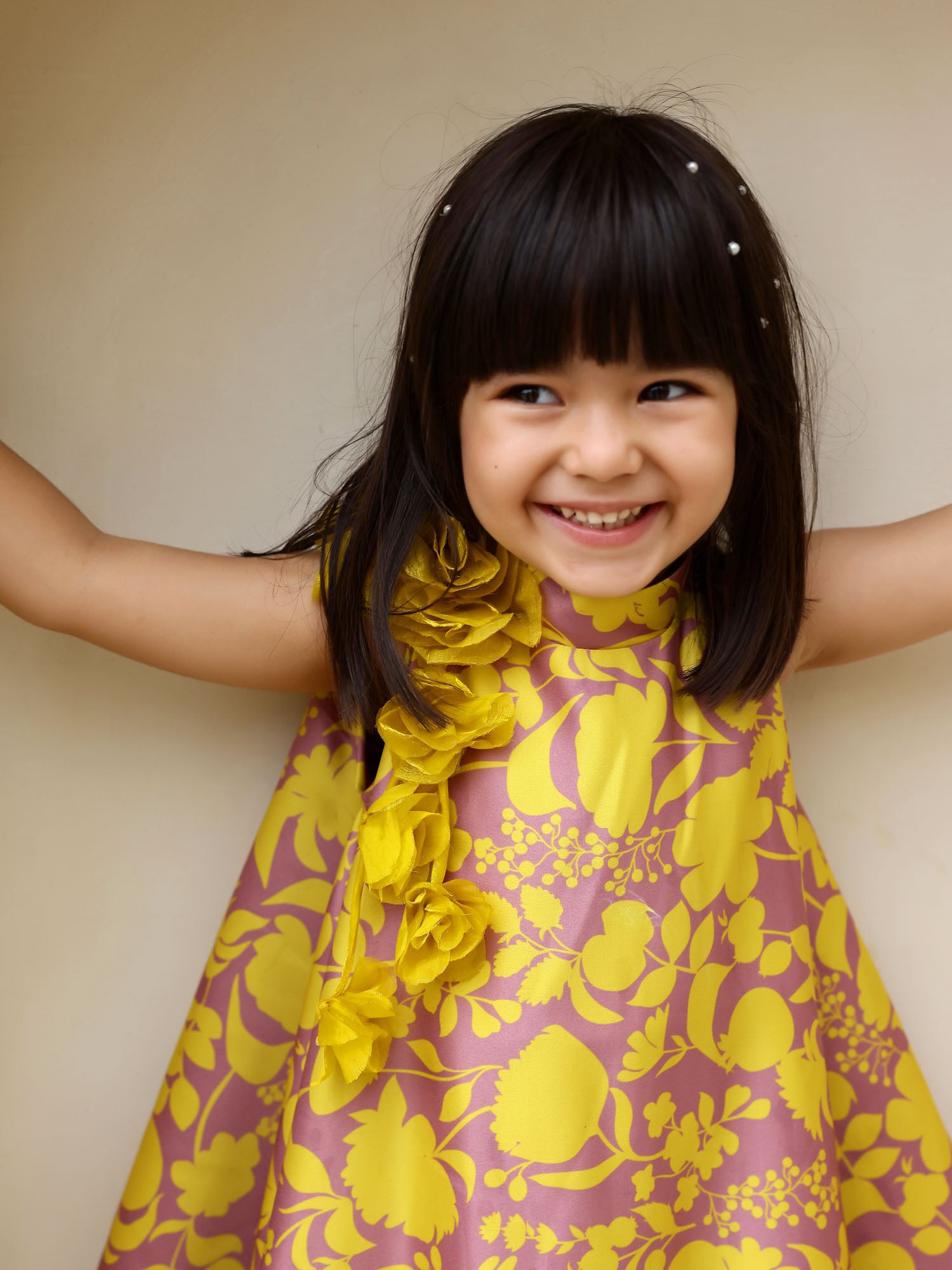 JANYAS CLOSET Yellow Printed Floral  Lulu Sunni Dress