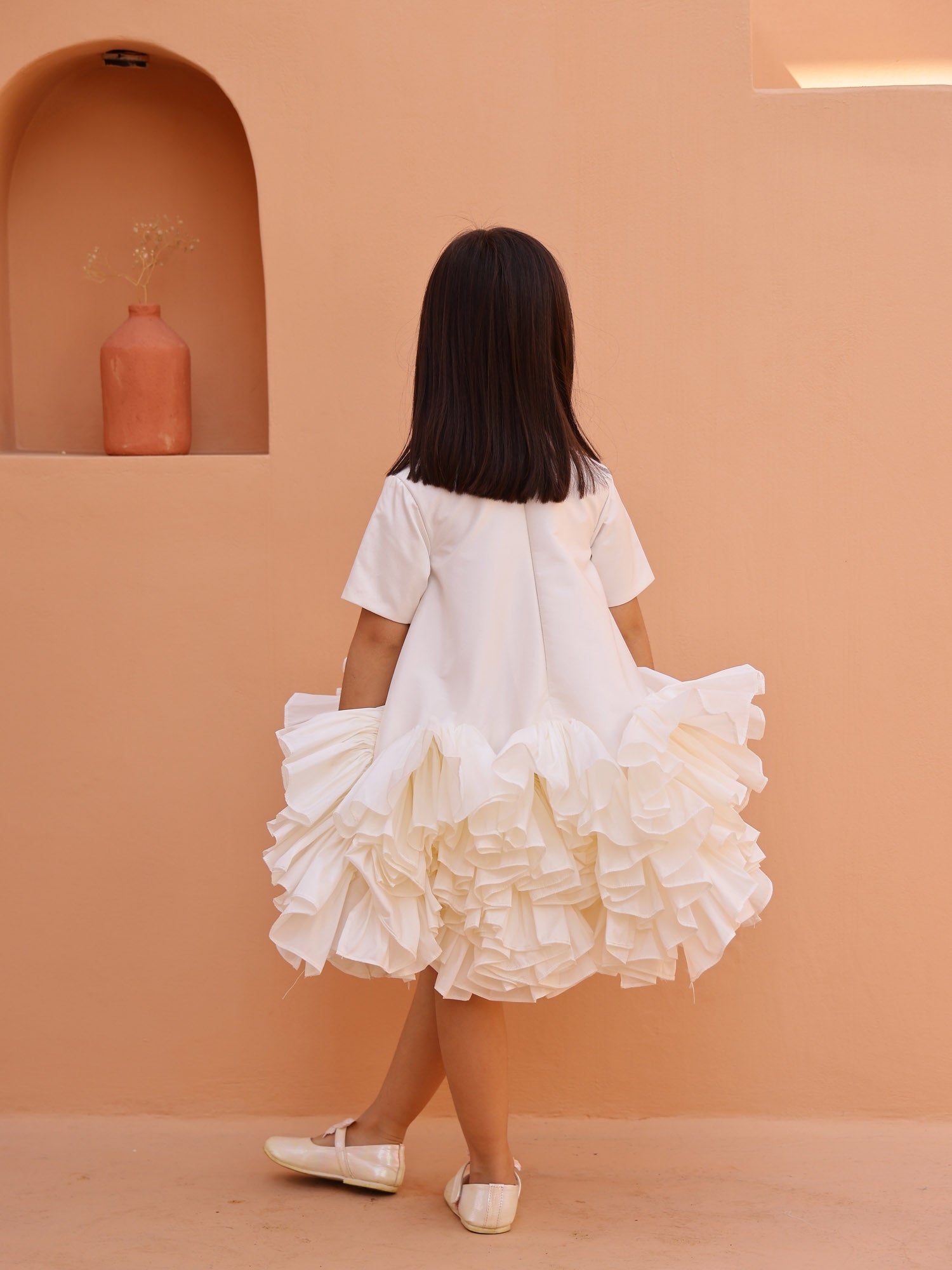 JANYAS CLOSET White Whispering Ruffle Dress