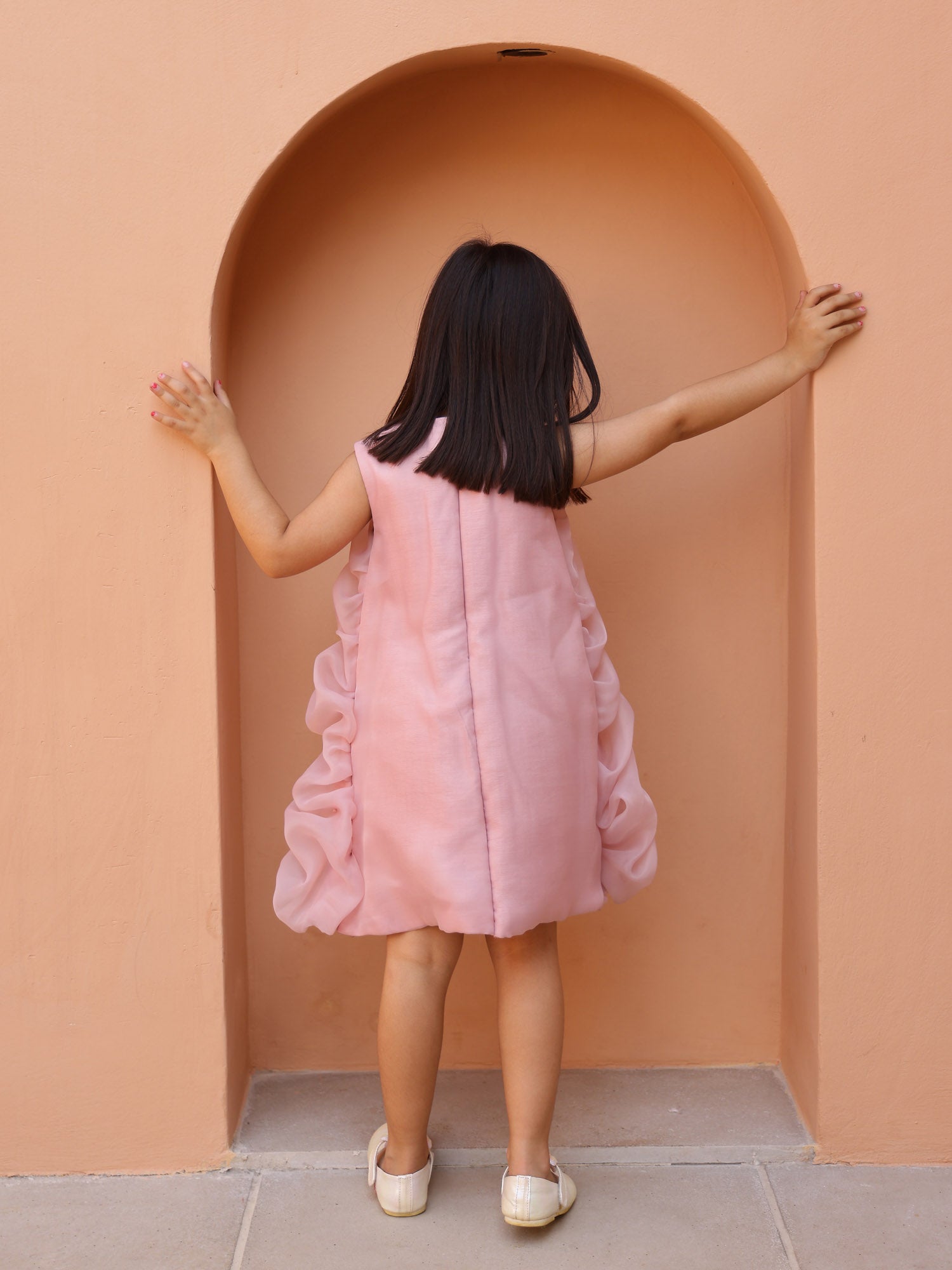 JANYAS CLOSET Mauve Pink Celestial Tuck Ruffle Dress