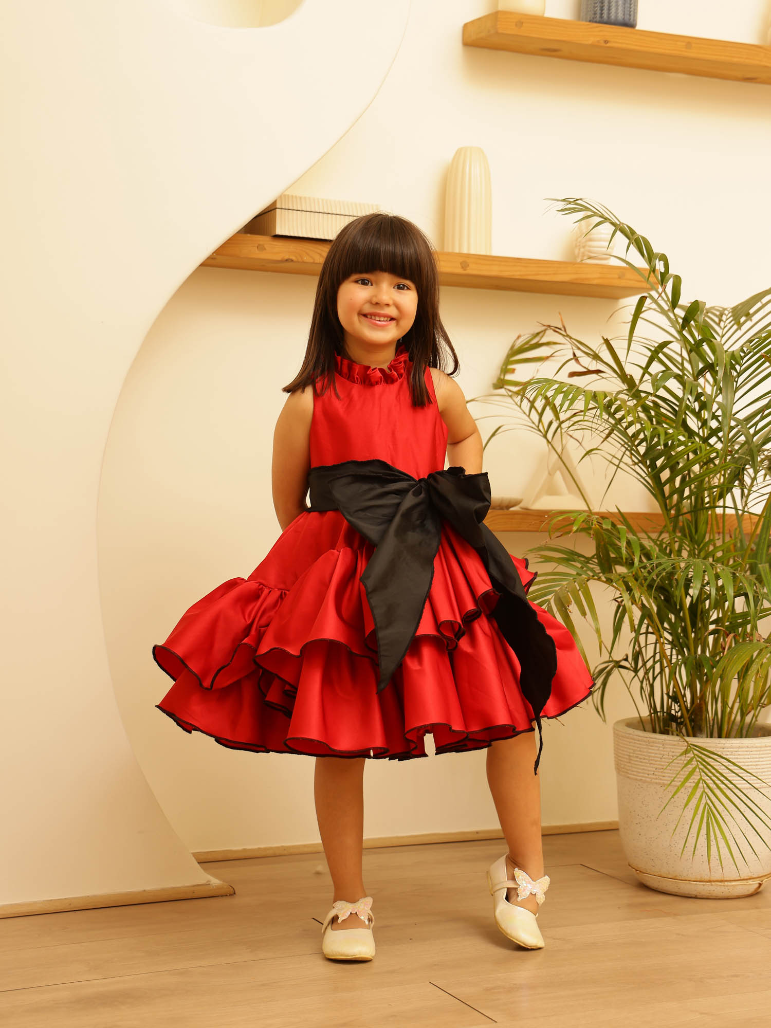 JANYAS CLOSET Scarlet Charm Tiered Ruffle Dress