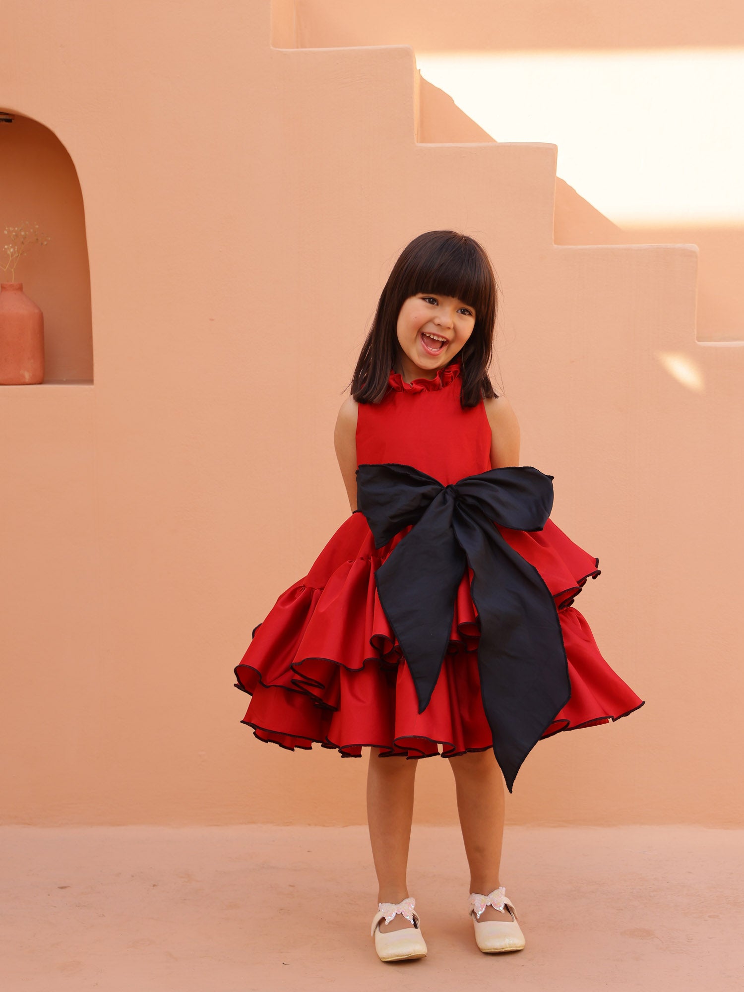 JANYAS CLOSET Scarlet Charm Tiered Ruffle Dress