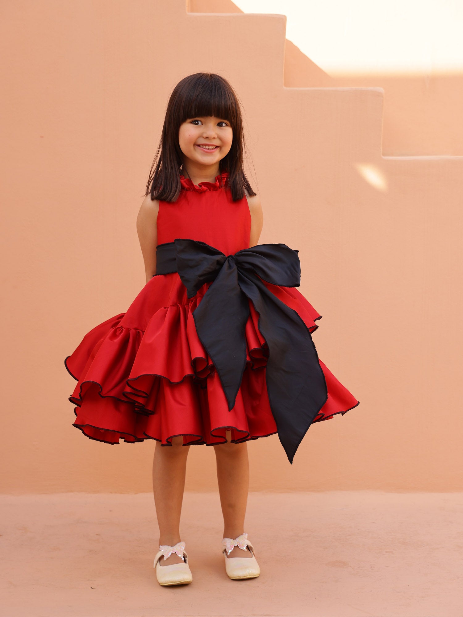 JANYAS CLOSET Scarlet Charm Tiered Ruffle Dress