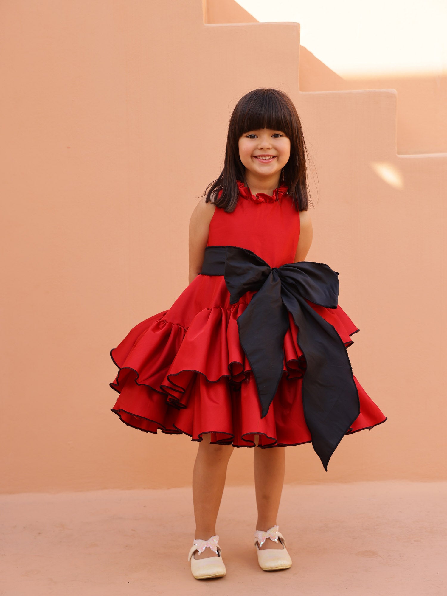 JANYAS CLOSET Scarlet Charm Tiered Ruffle Dress