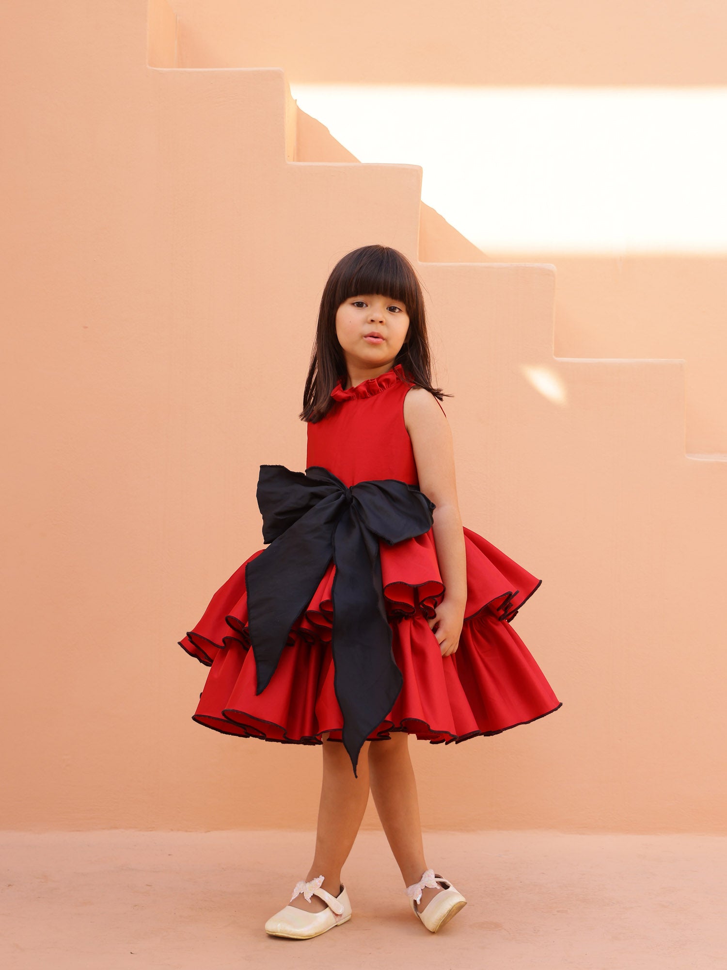 JANYAS CLOSET Scarlet Charm Tiered Ruffle Dress