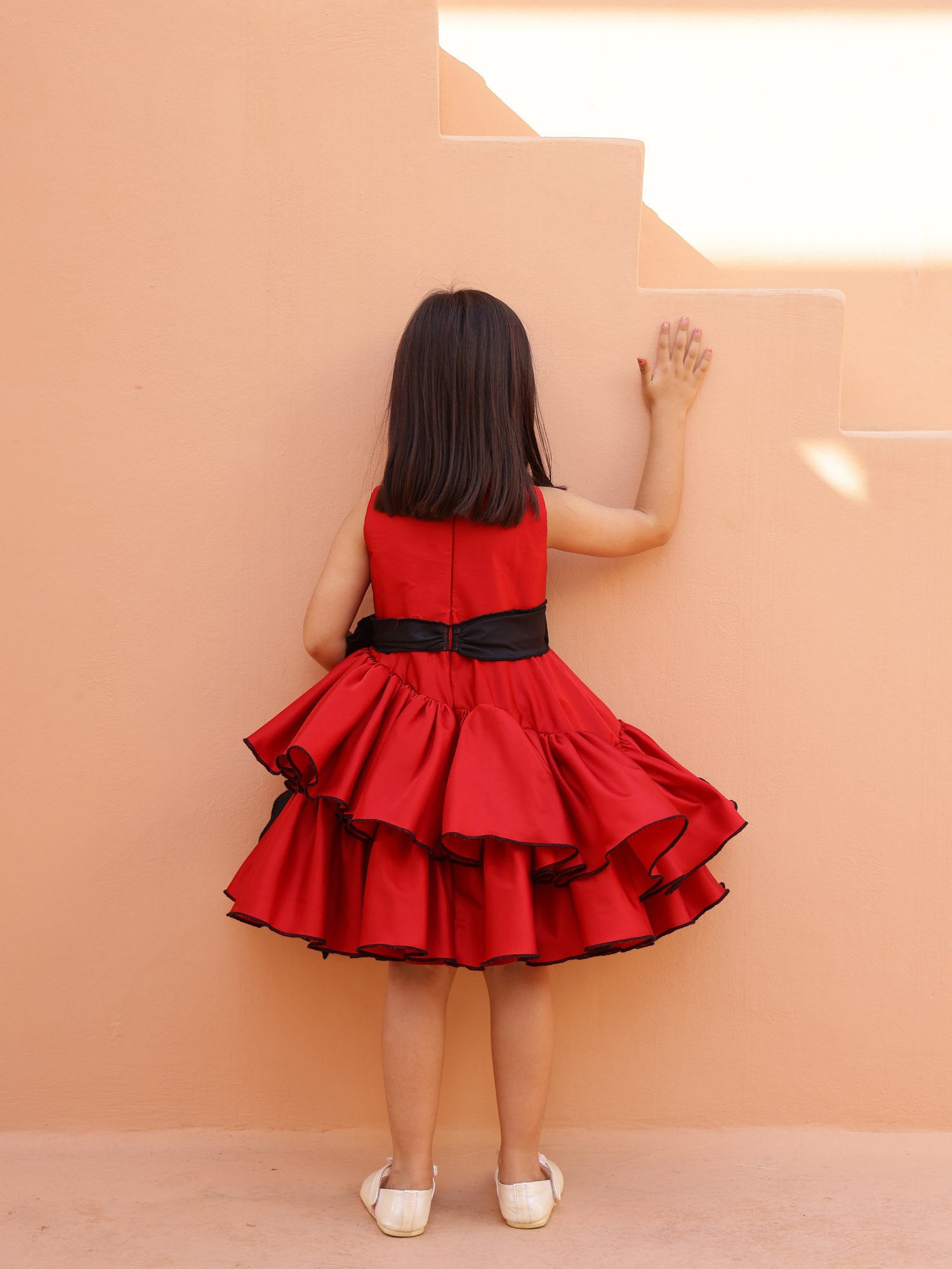 JANYAS CLOSET Scarlet Charm Tiered Ruffle Dress