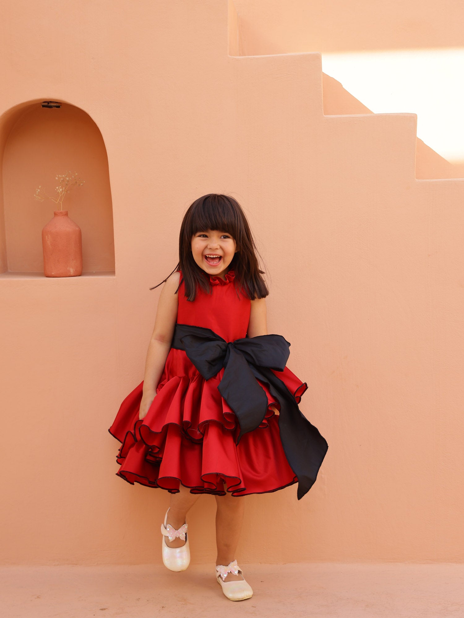 JANYAS CLOSET Scarlet Charm Tiered Ruffle Dress