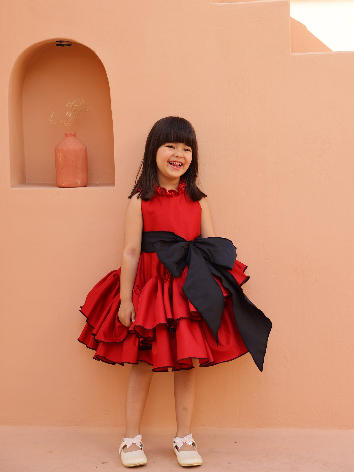 JANYAS CLOSET Scarlet Charm Tiered Ruffle Dress