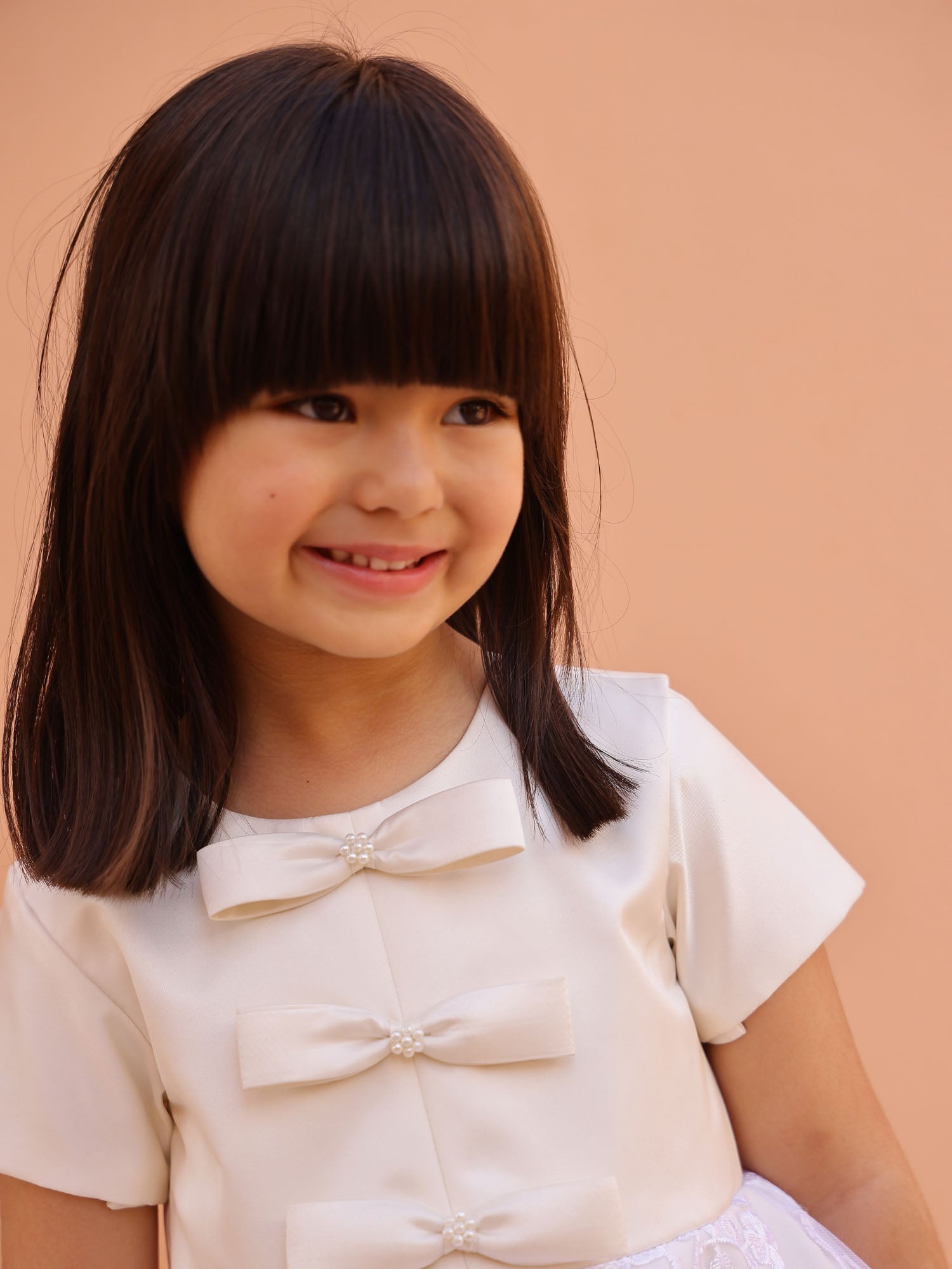 SAMPLE JANYAS CLOSET Off White Princess Grace 3D Flower Satin Dress