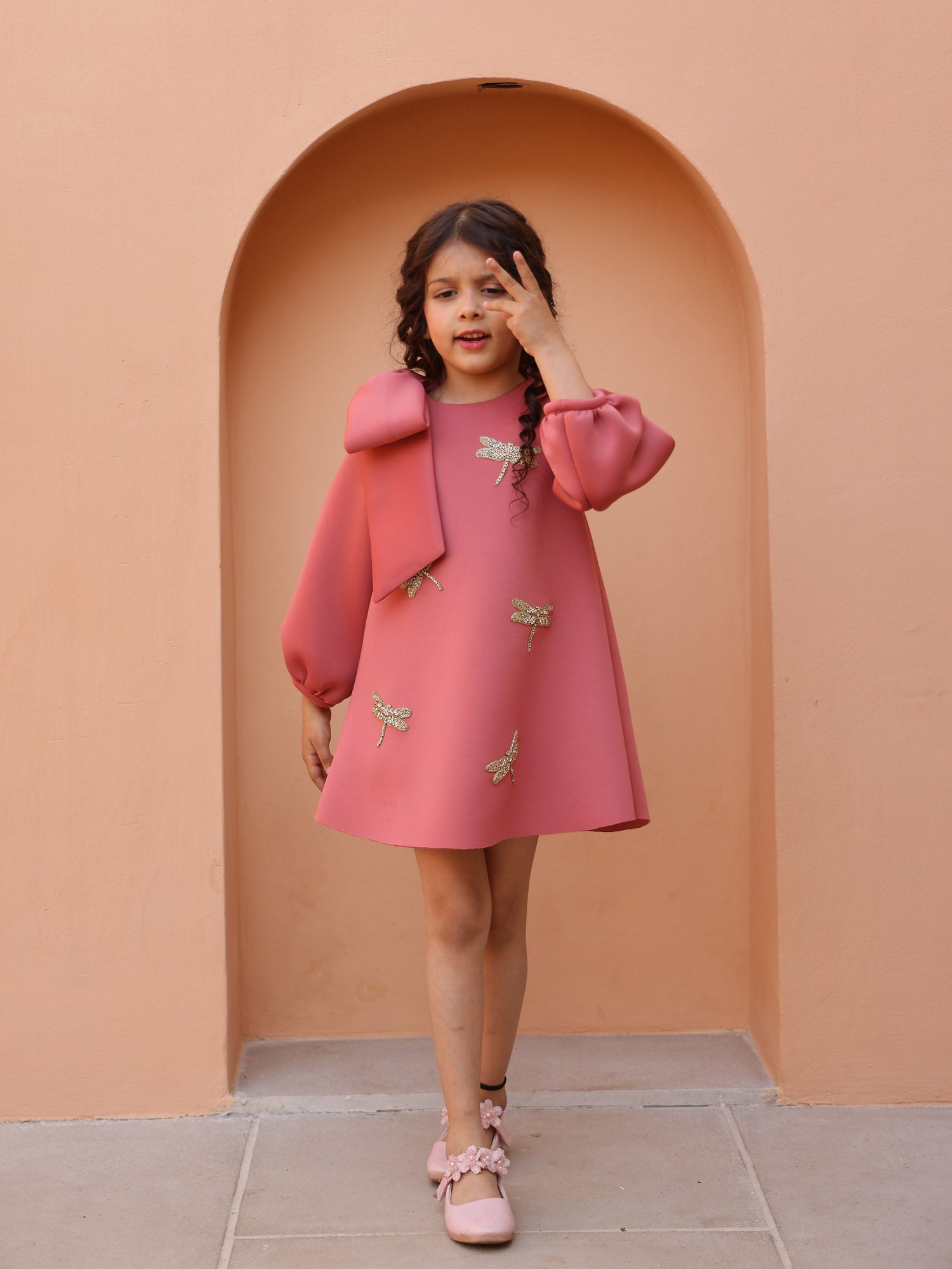 JANYAS CLOSET Dusty Rosy Charm Neoprene Dress