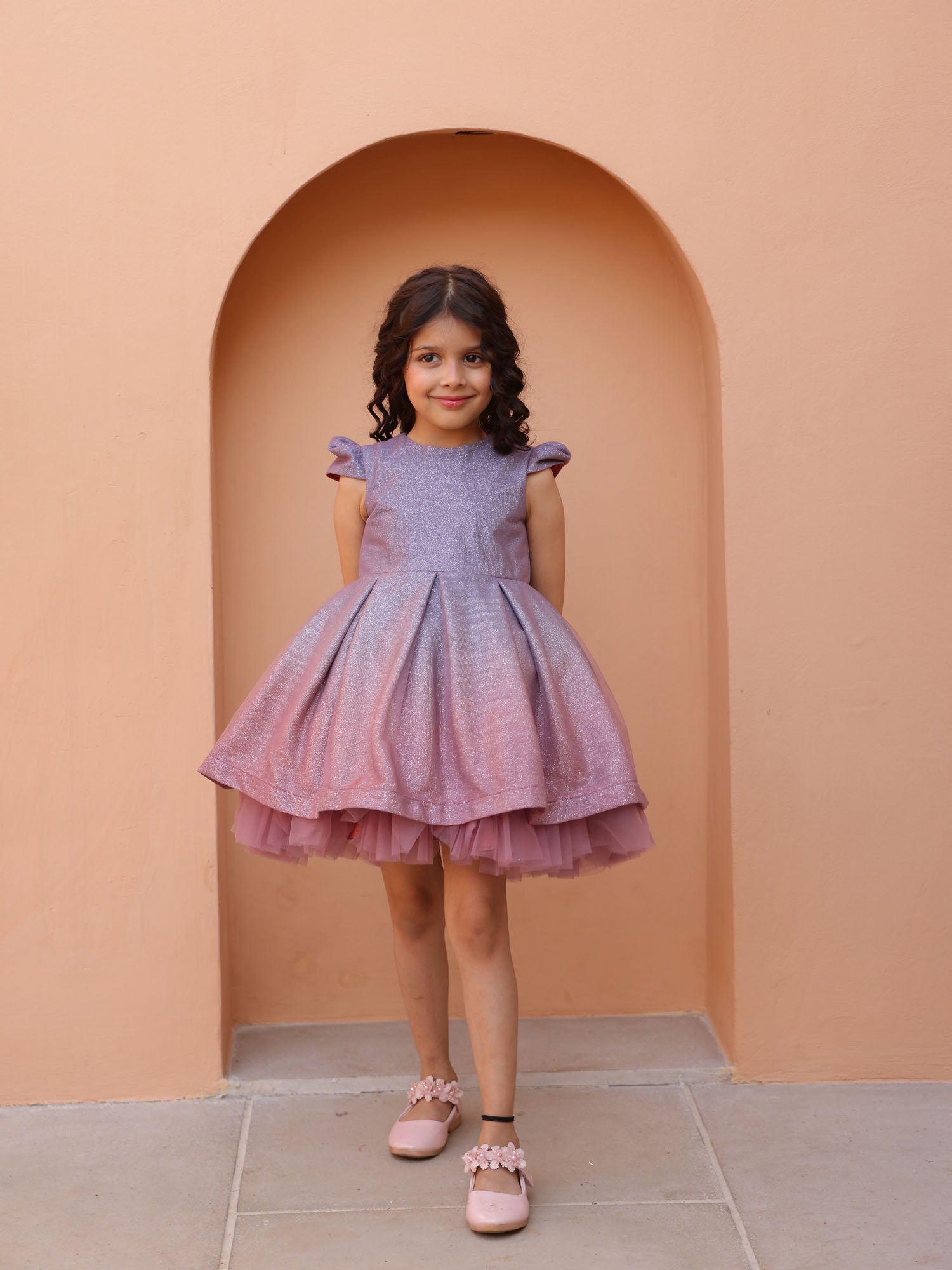 Sample JANYAS CLOSET Aurora Shaded Glitter Dress with Cap Sleeves