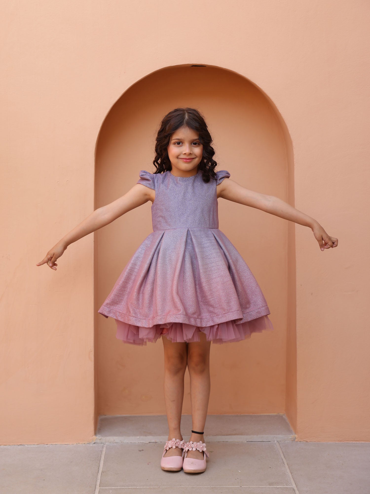 Sample JANYAS CLOSET Aurora Shaded Glitter Dress with Cap Sleeves