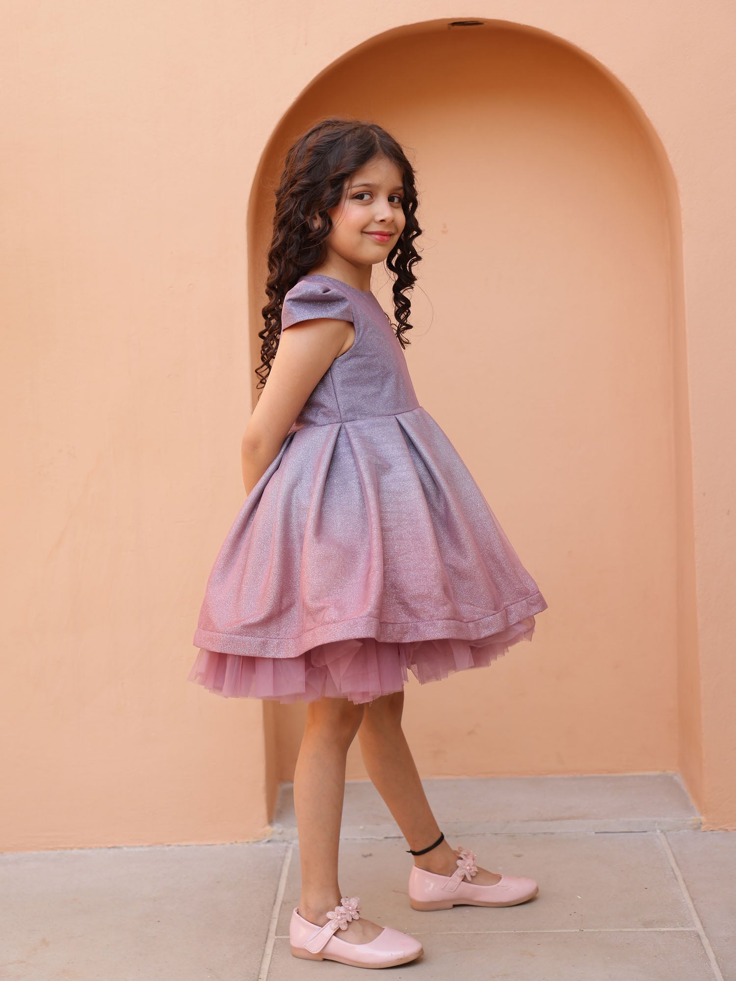 Sample JANYAS CLOSET Aurora Shaded Glitter Dress with Cap Sleeves