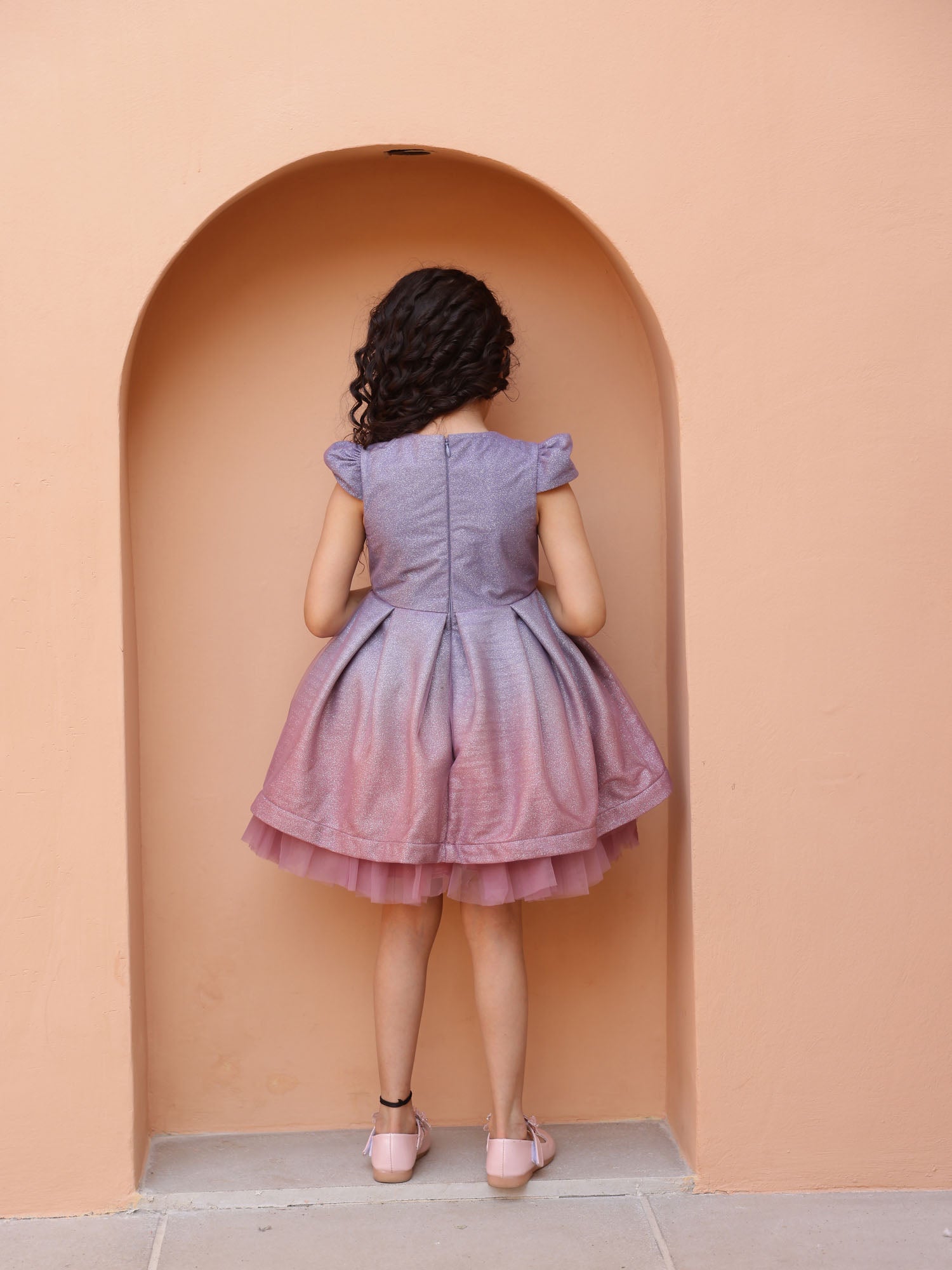 Sample JANYAS CLOSET Aurora Shaded Glitter Dress with Cap Sleeves