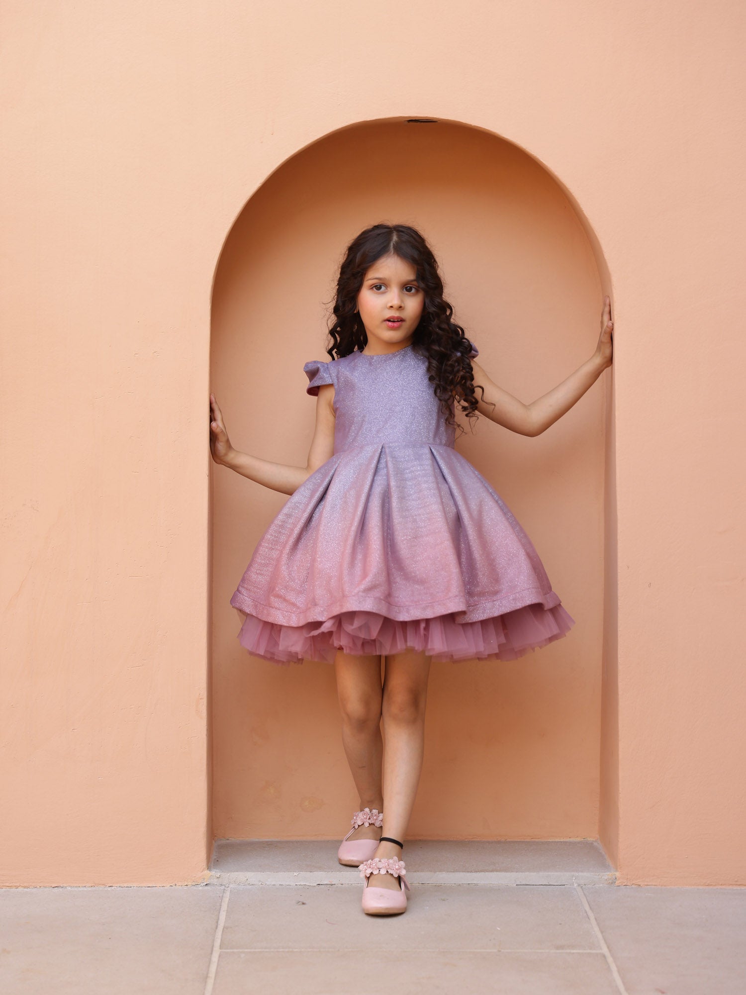 Sample JANYAS CLOSET Aurora Shaded Glitter Dress with Cap Sleeves