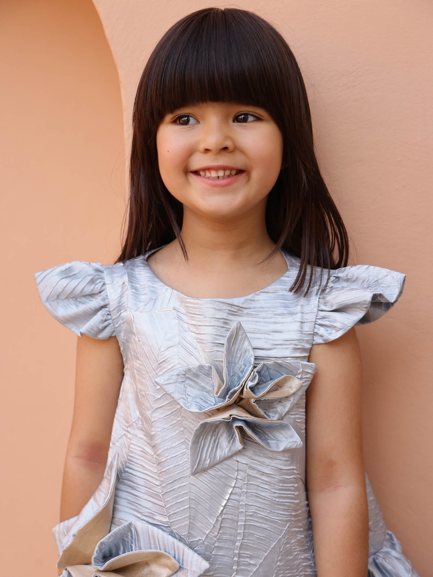 JANYAS CLOSET Luna Bloom Metallic Party Dress