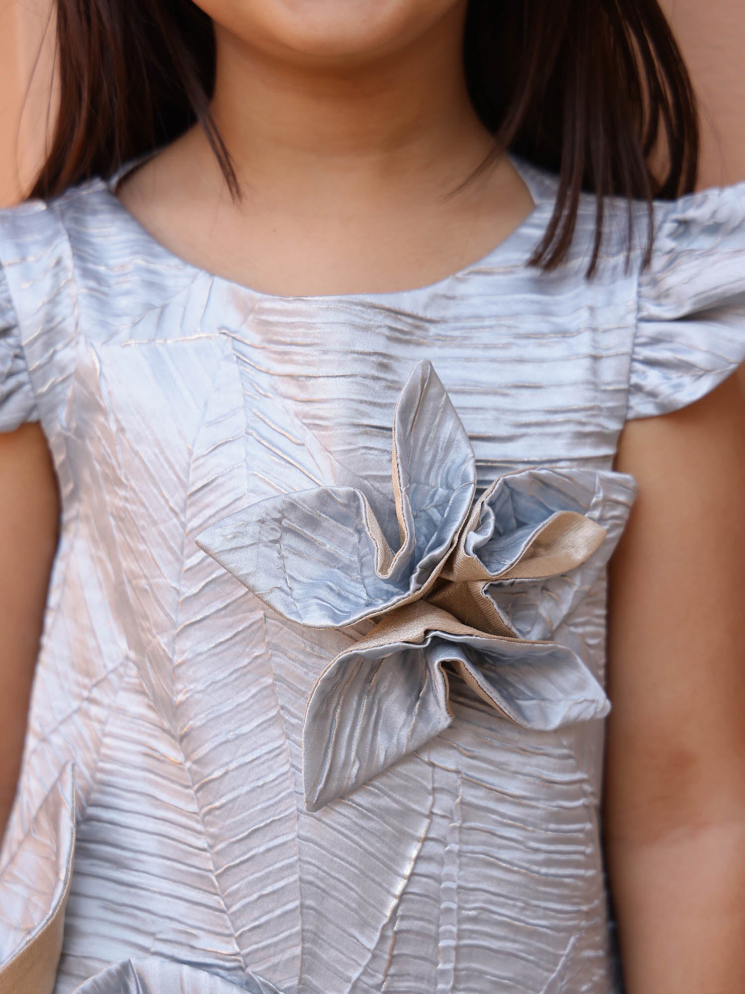 JANYAS CLOSET Luna Bloom Metallic Party Dress