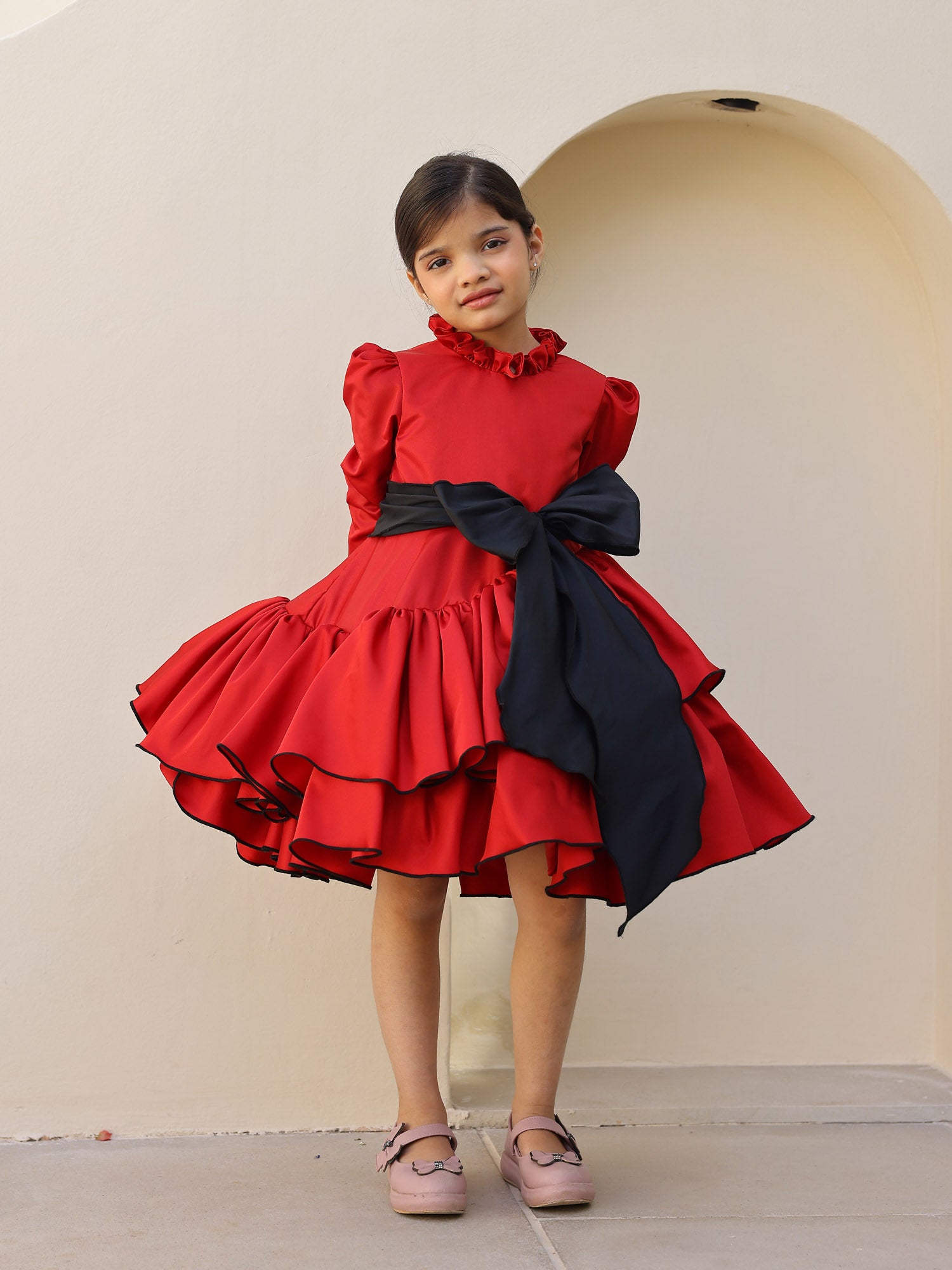 JANYAS CLOSET Scarlet Charm Tiered Ruffle Dress