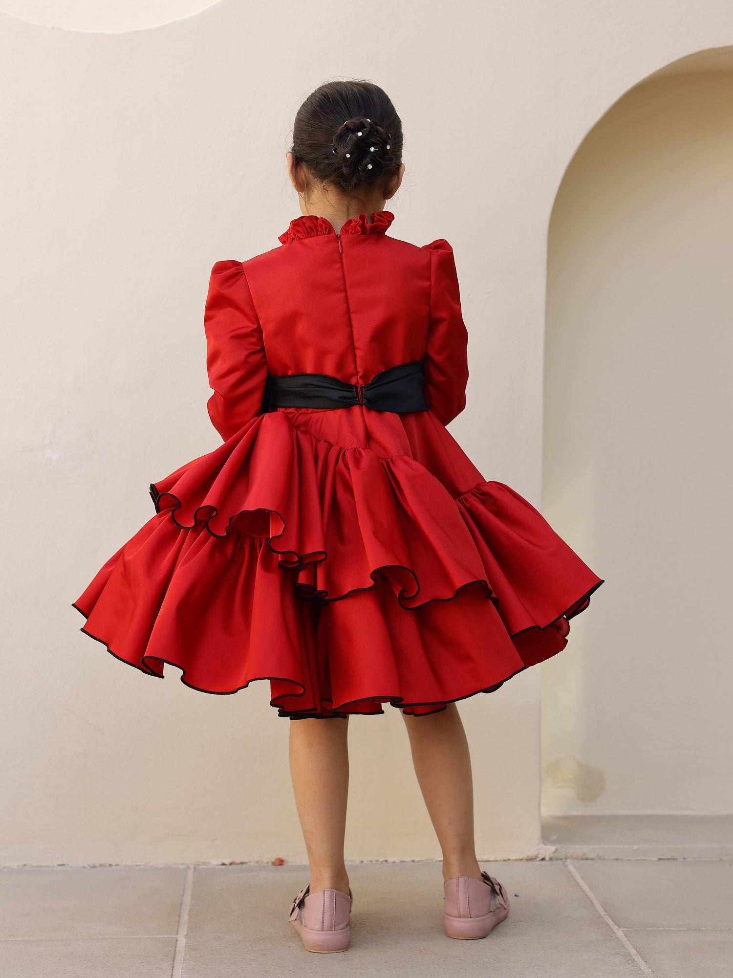 JANYAS CLOSET Scarlet Charm Tiered Ruffle Dress