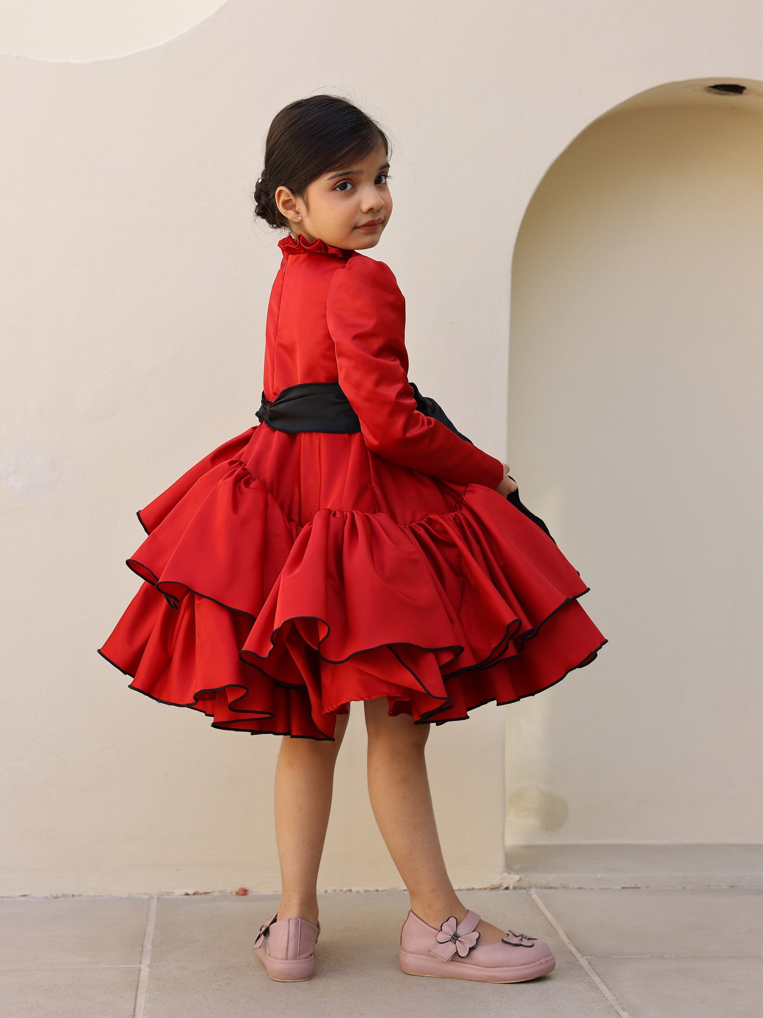 JANYAS CLOSET Scarlet Charm Tiered Ruffle Dress
