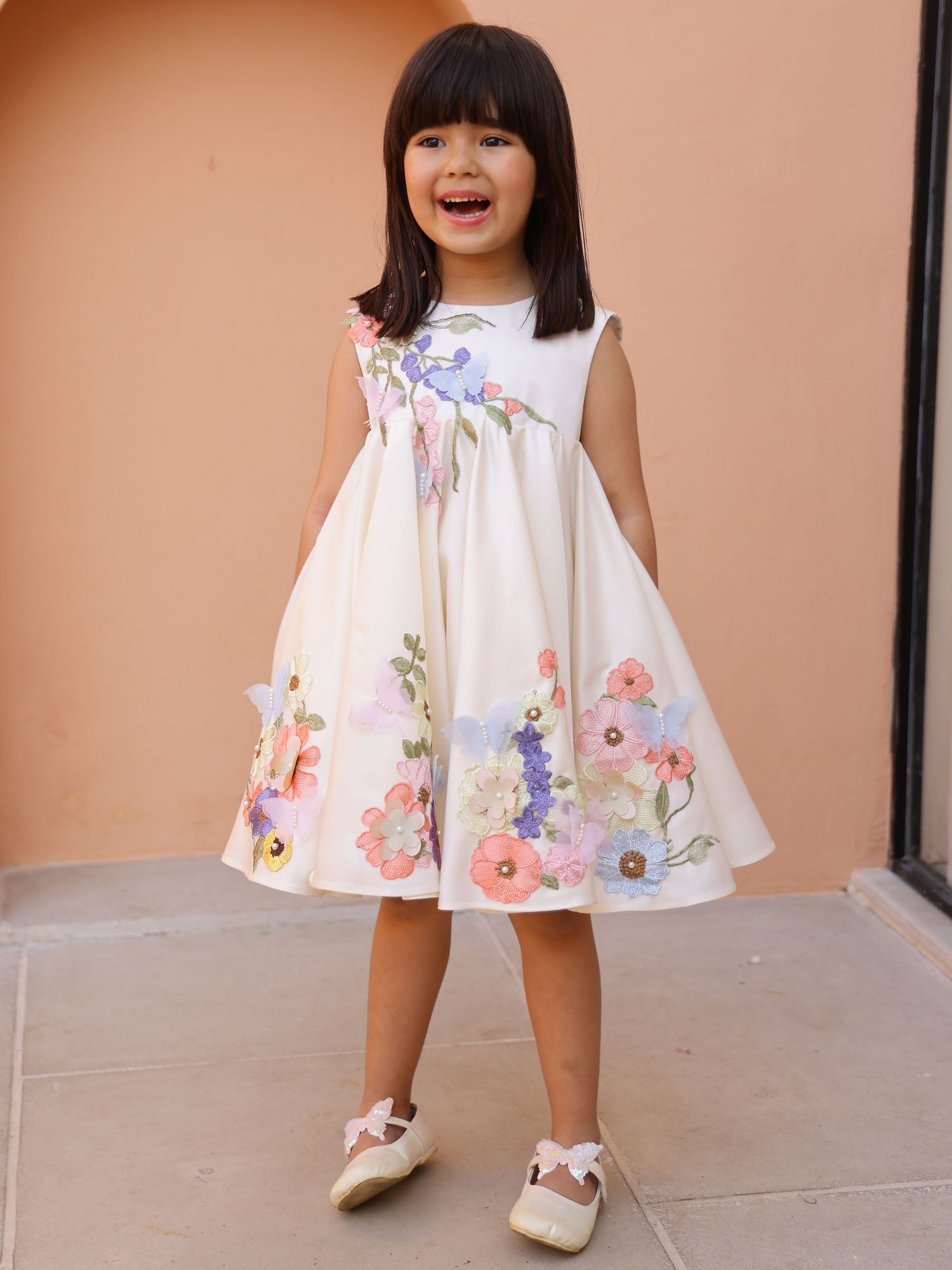 JANYAS CLOSET Off White Celestia's Moonlit Petals Dress