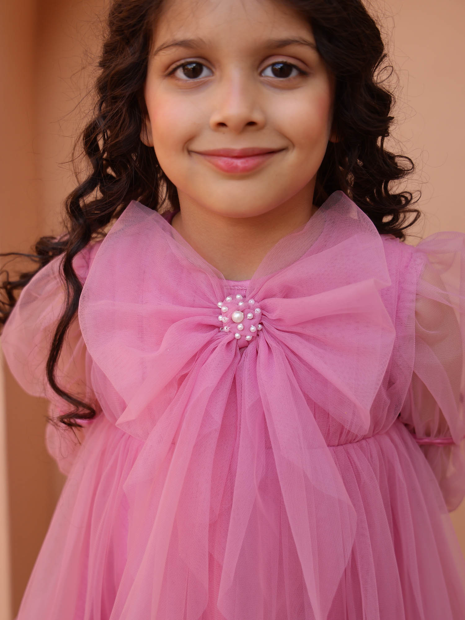 JANYAS CLOSET Mauve Muse Bow & Frill Dress