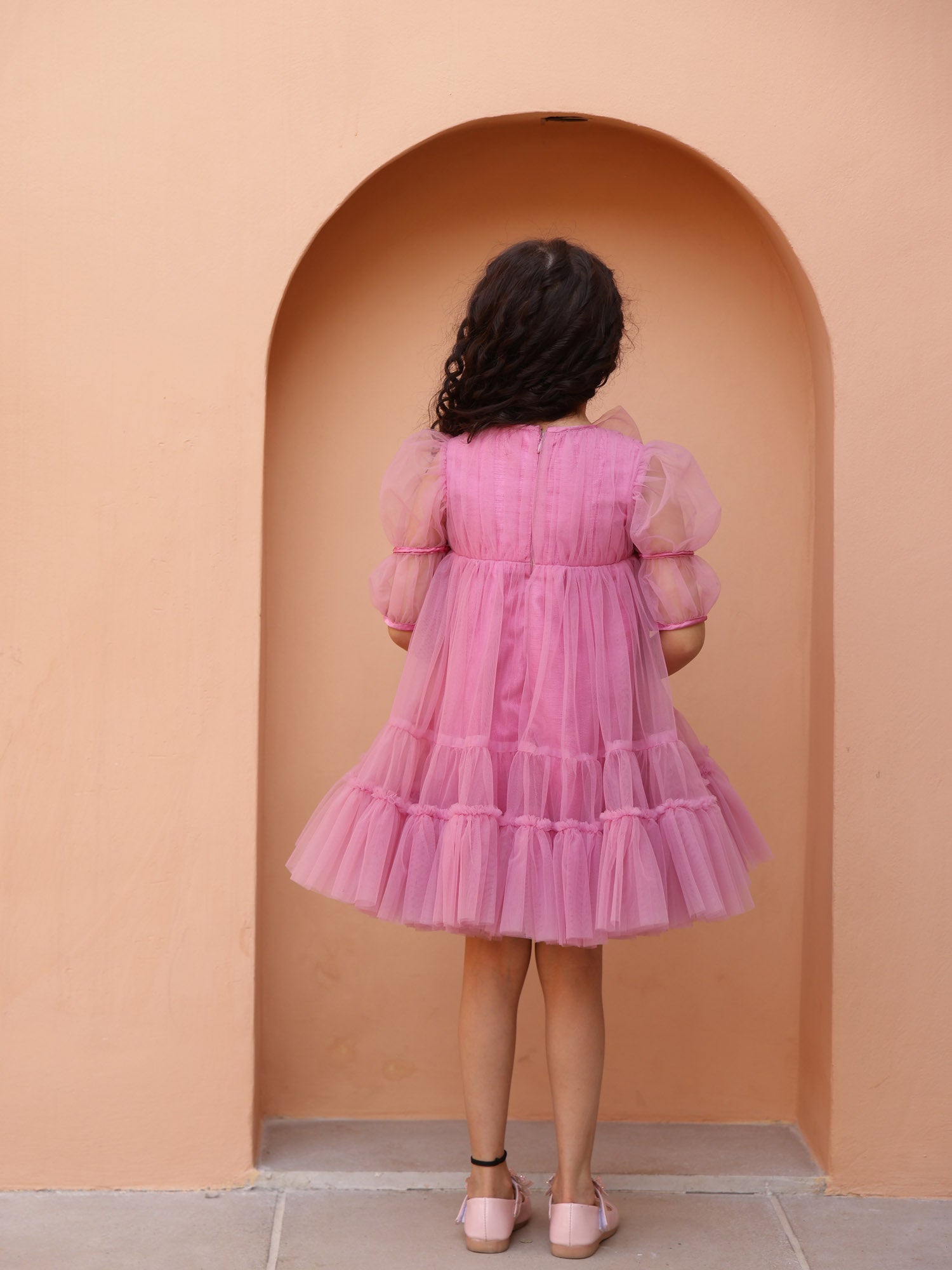 JANYAS CLOSET Mauve Muse Bow & Frill Dress